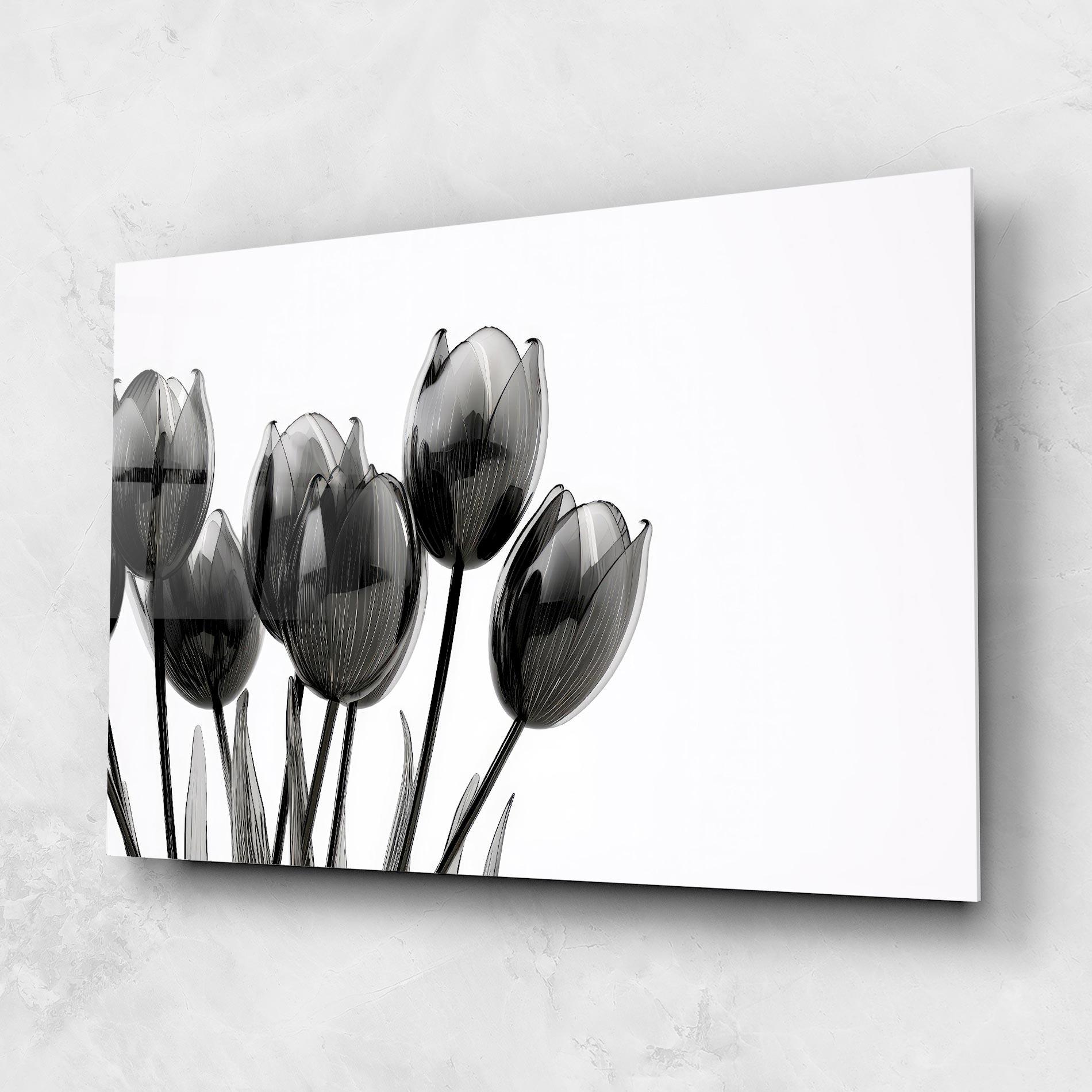 Üvegkép Black Glass Tulips mockup 1