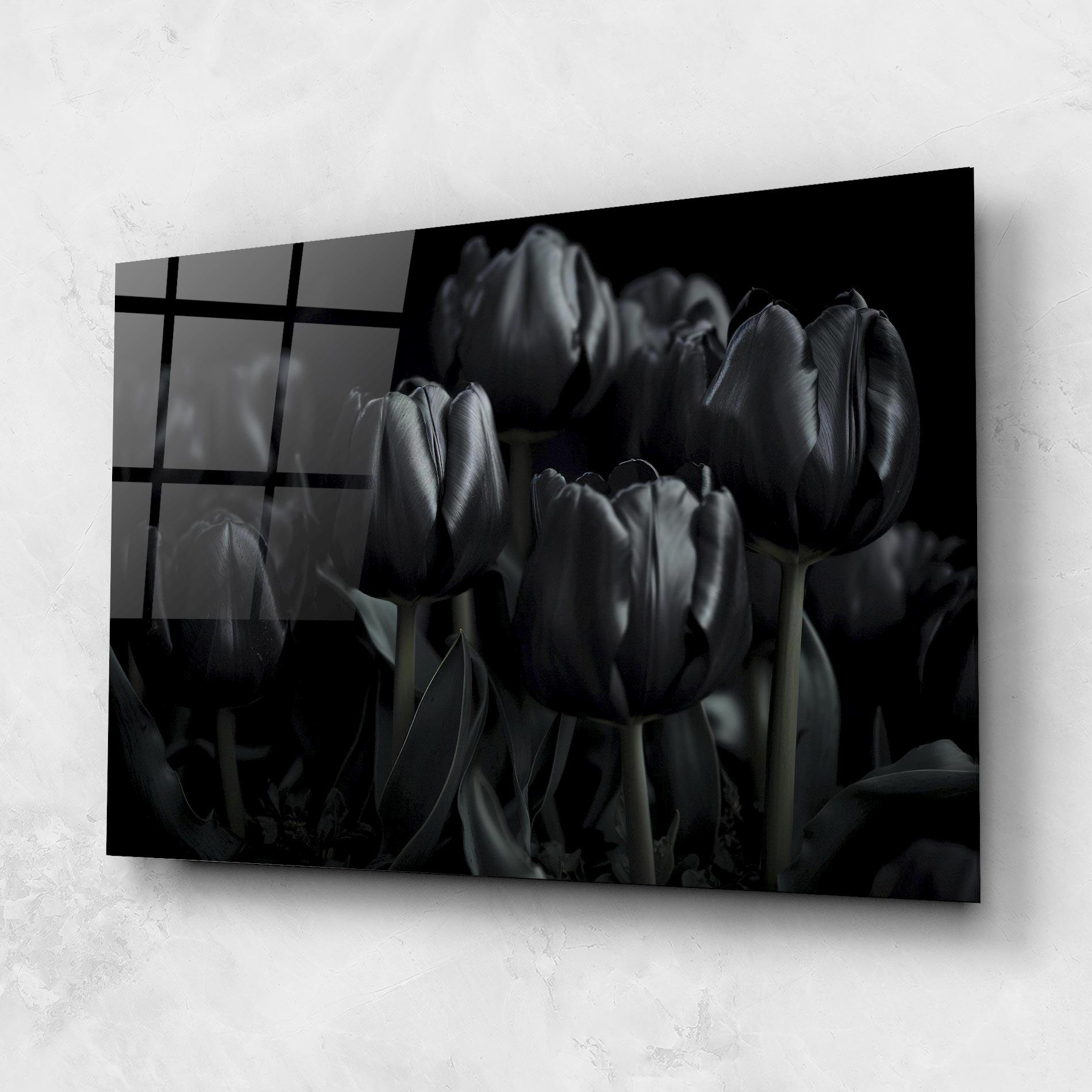 Üvegkép Black Tulips mockup 1