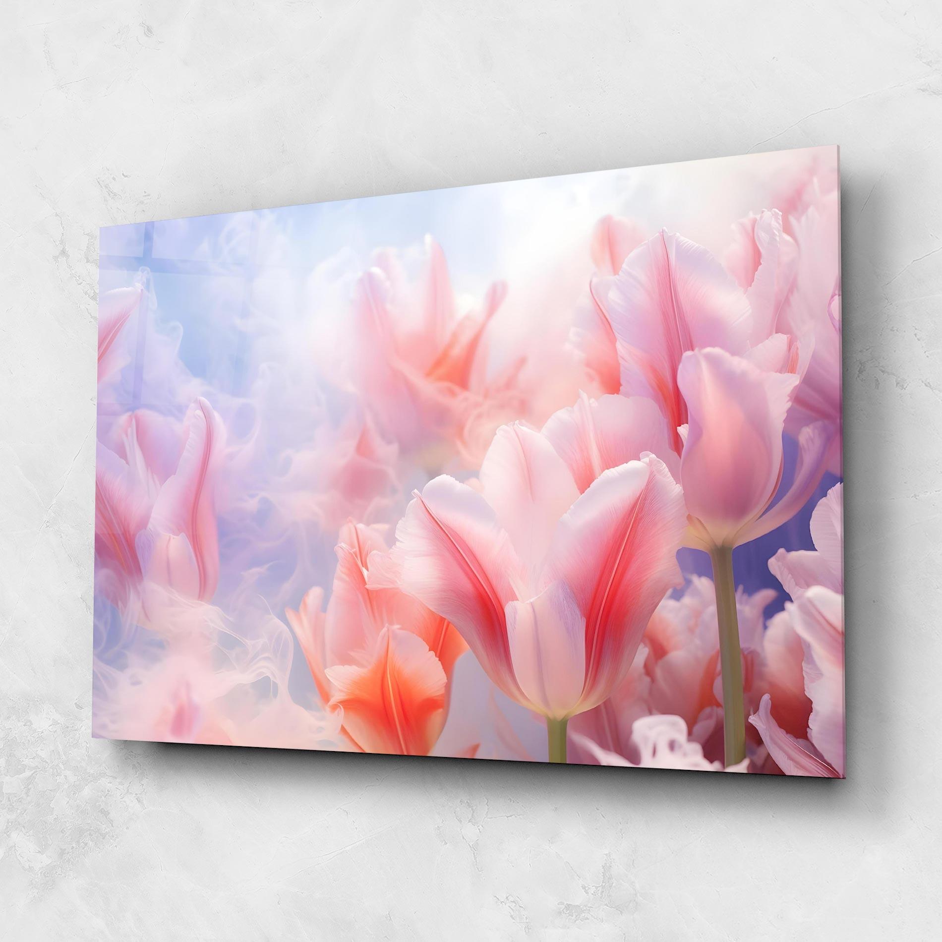 Üvegkép Dreamy Pink Tulips mockup 1