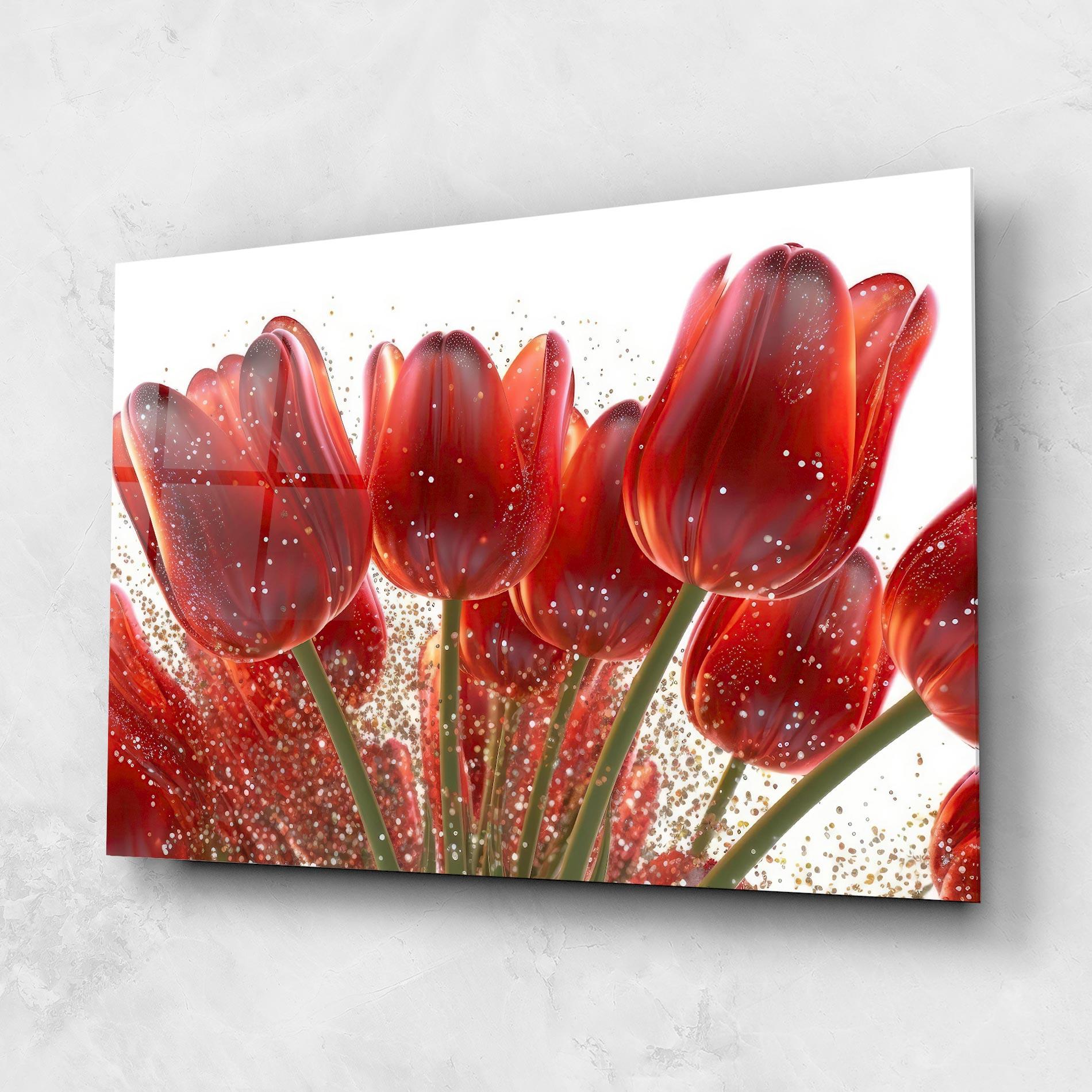 Üvegkép Glitter Red Tulips mockup 1