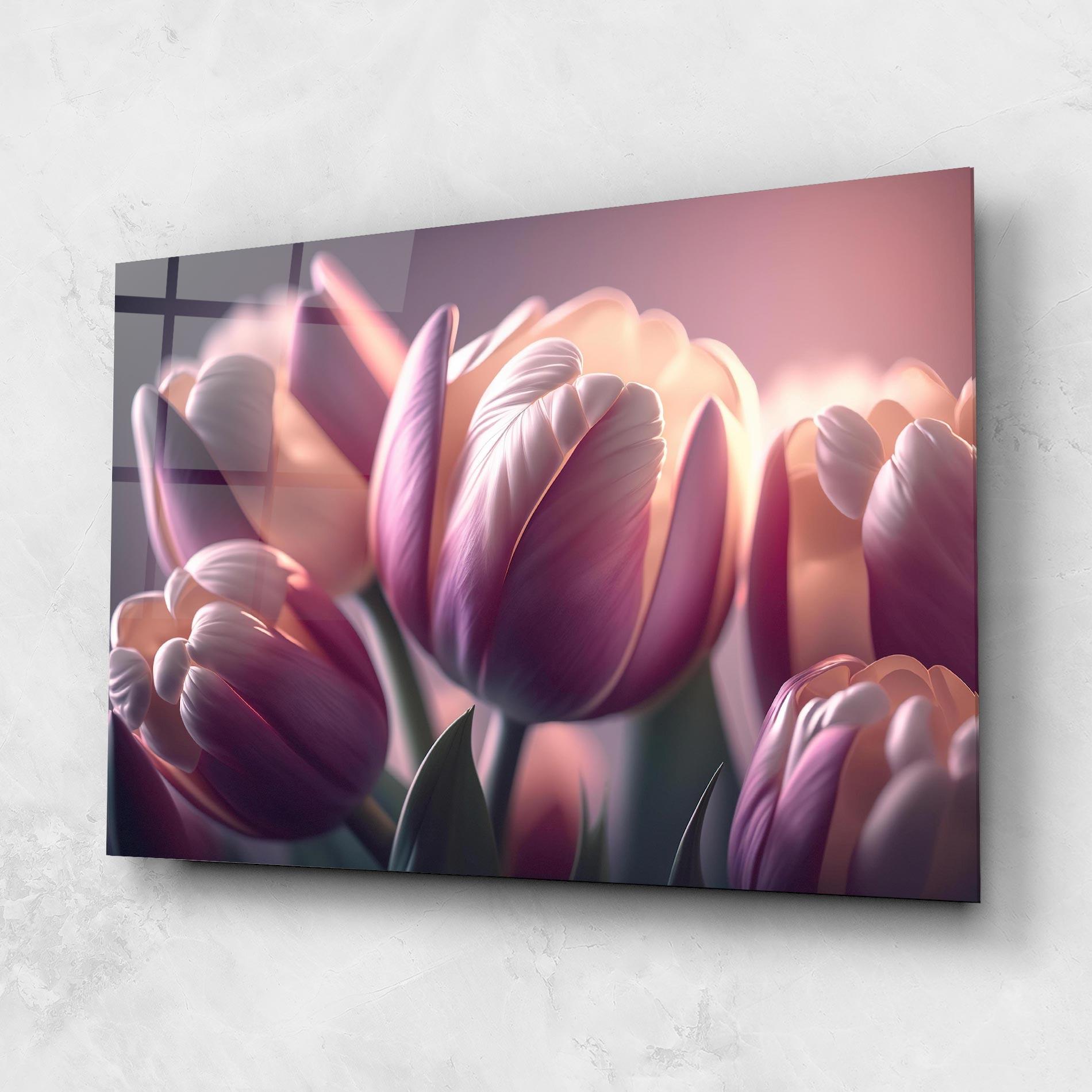 Üvegkép Pastel Pink Tulips mockup 1
