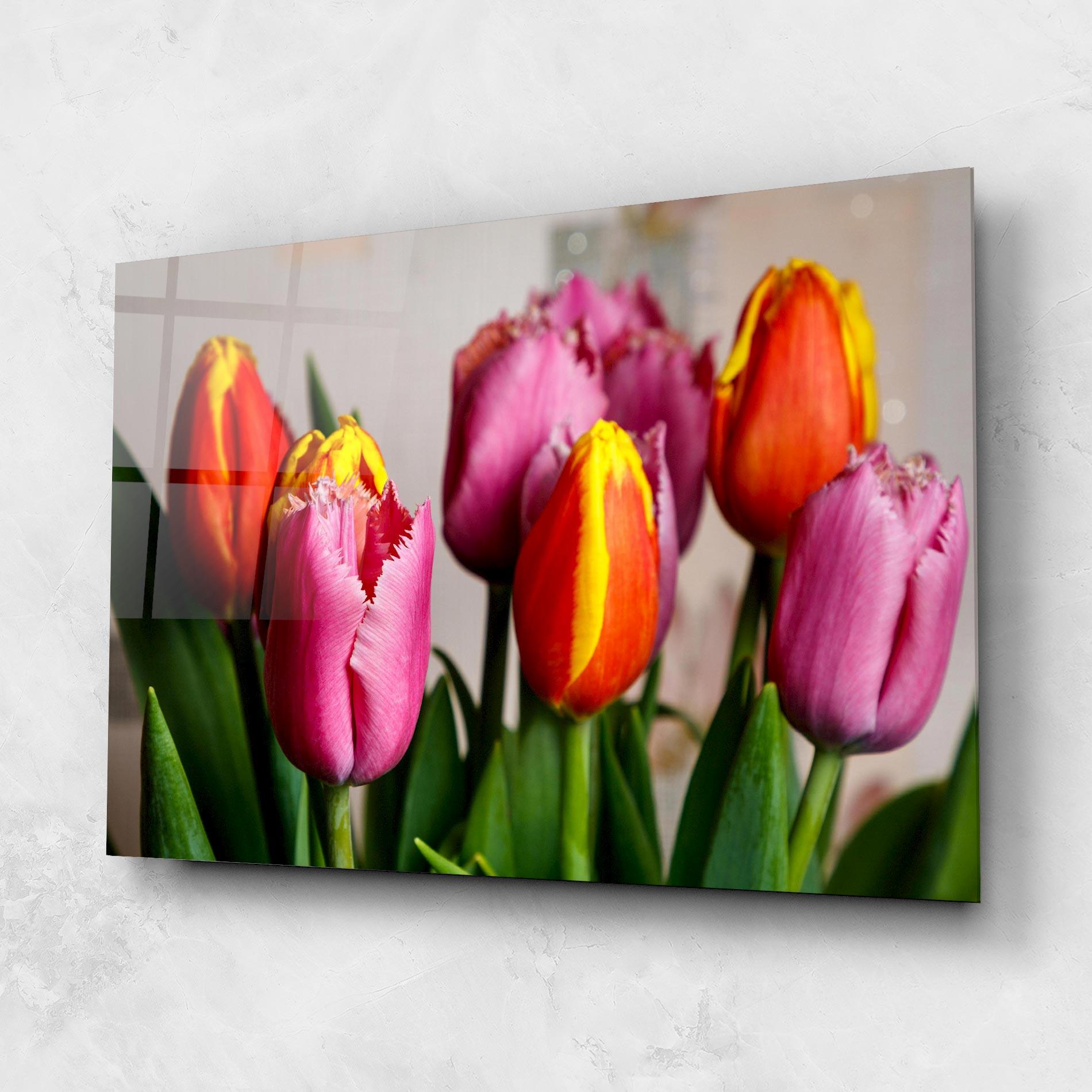 Üvegkép Pink Orange Tulips mockup 1