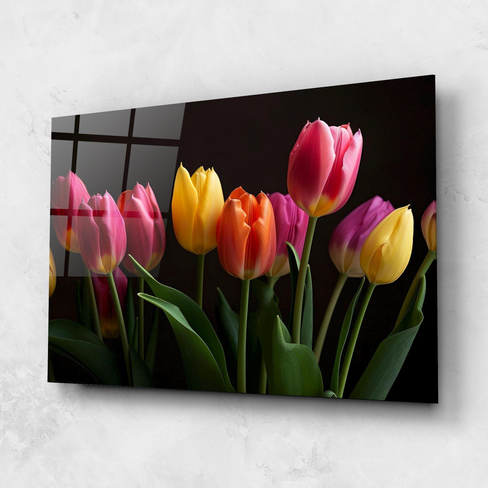 Üvegkép Purple Yellow Tulips mockup 1