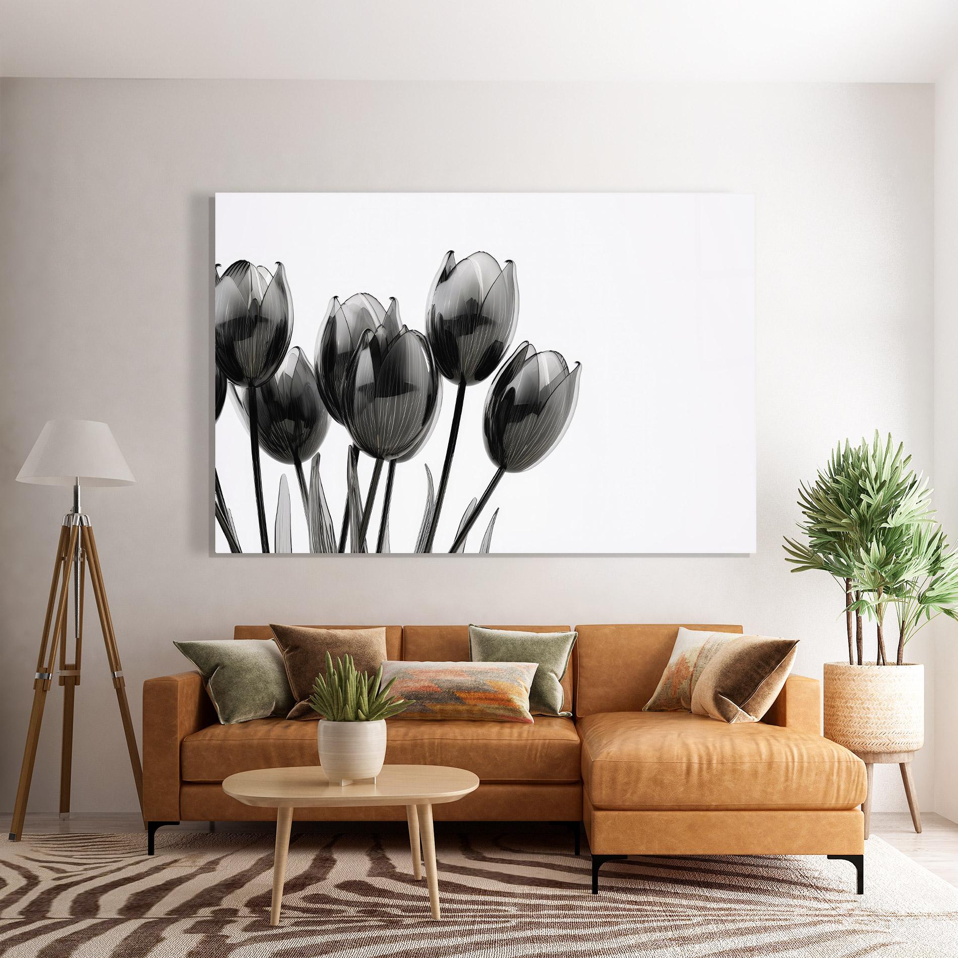 Üvegkép Black Glass Tulips mockup 7