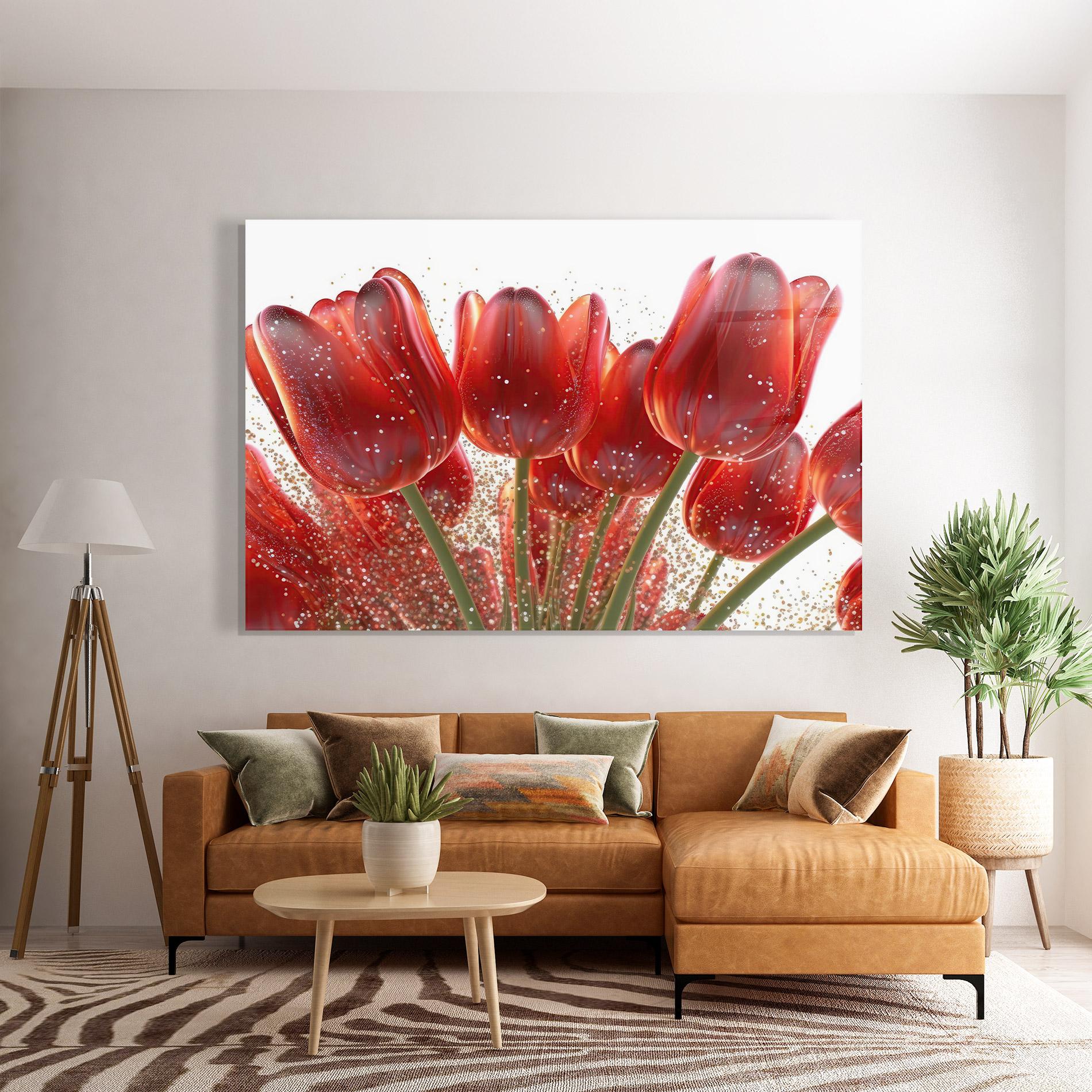 Üvegkép Glitter Red Tulips mockup 7