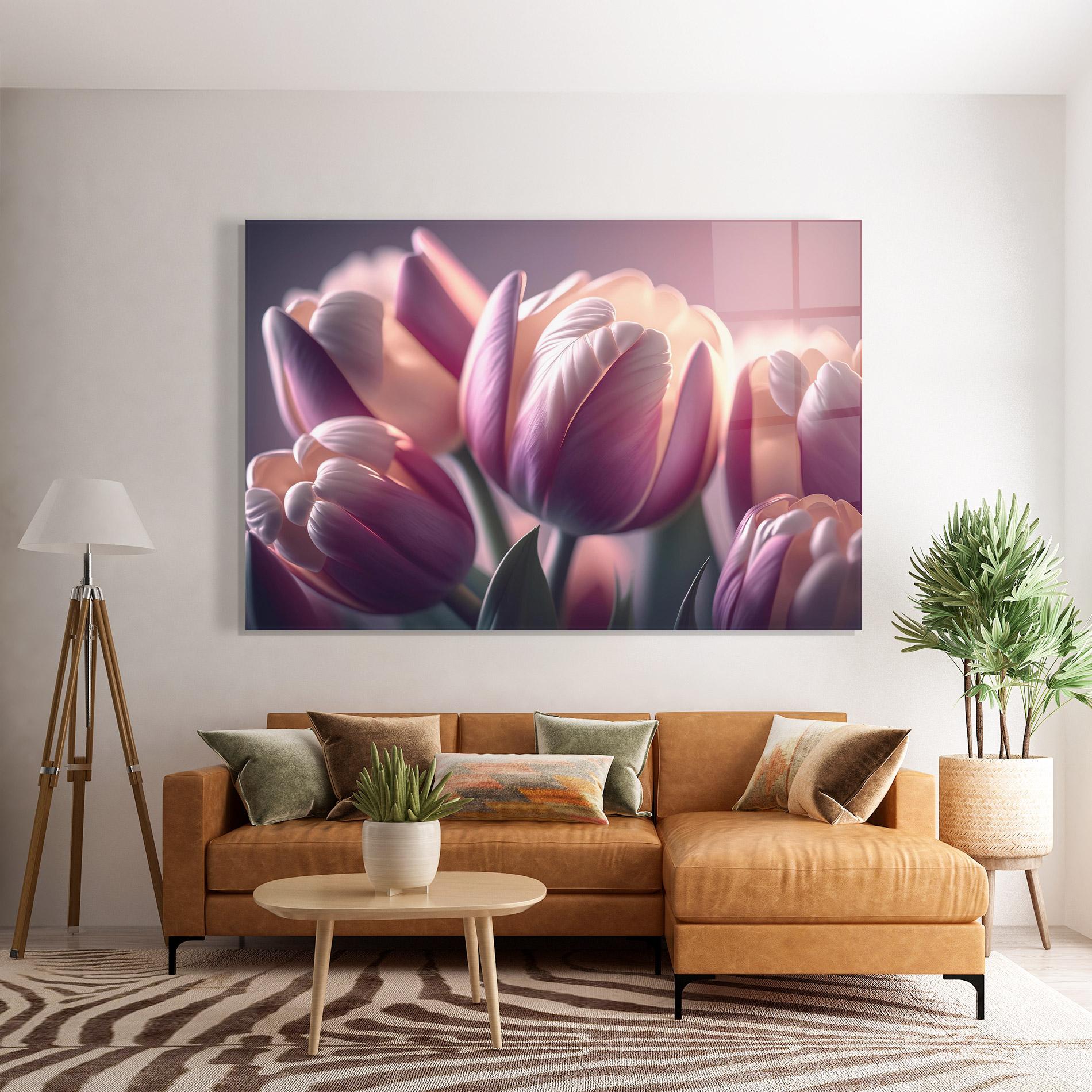 Üvegkép Pastel Pink Tulips mockup 7