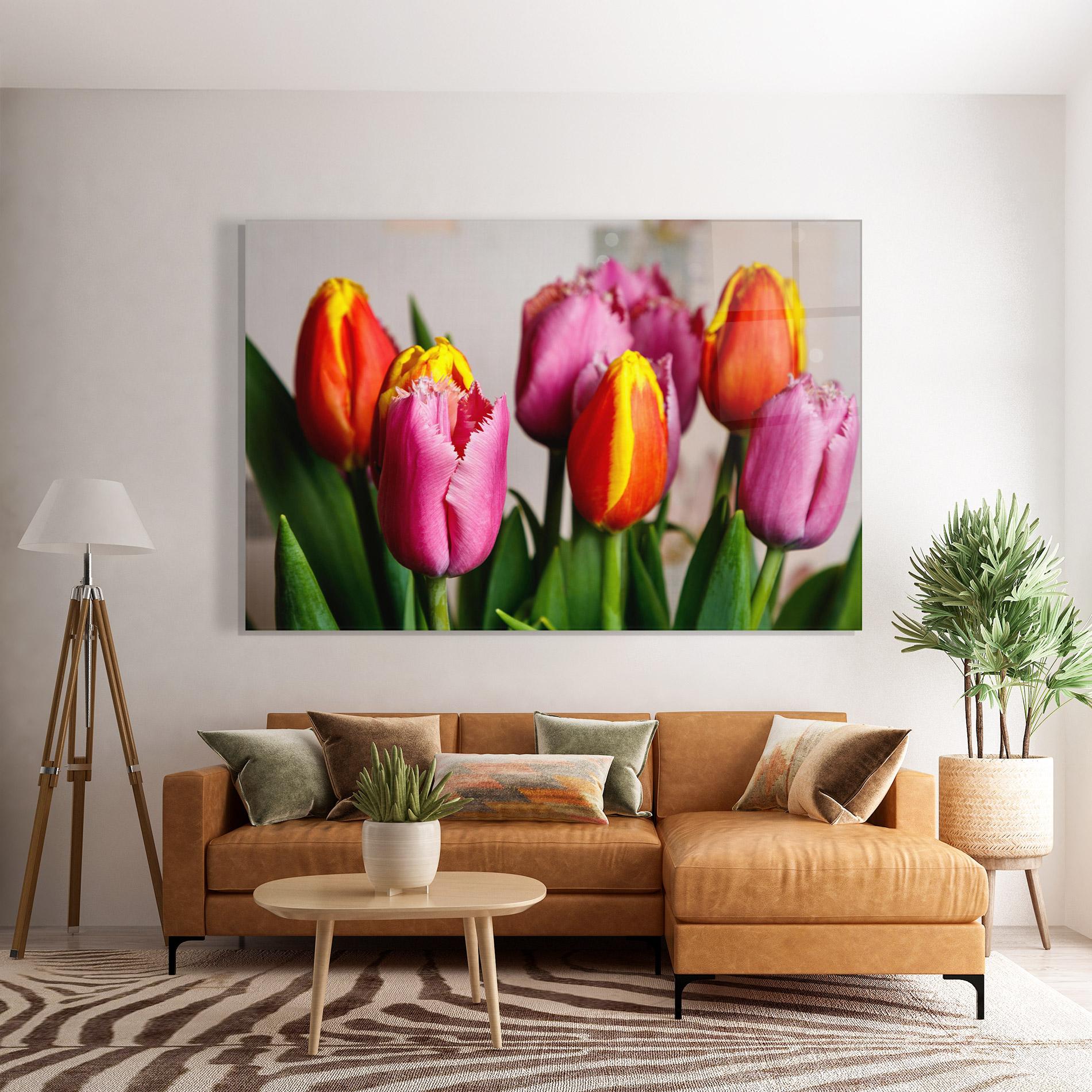 Üvegkép Pink Orange Tulips mockup 7