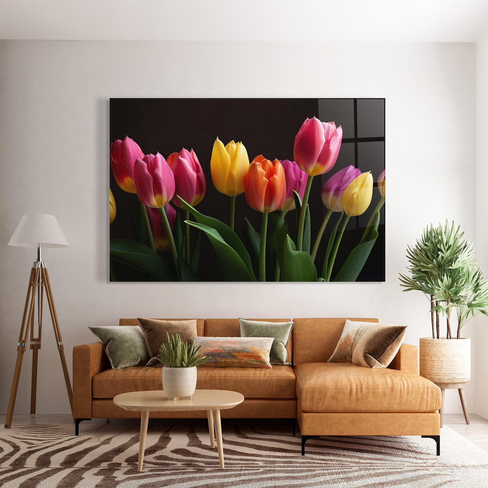 Üvegkép Purple Yellow Tulips mockup 7