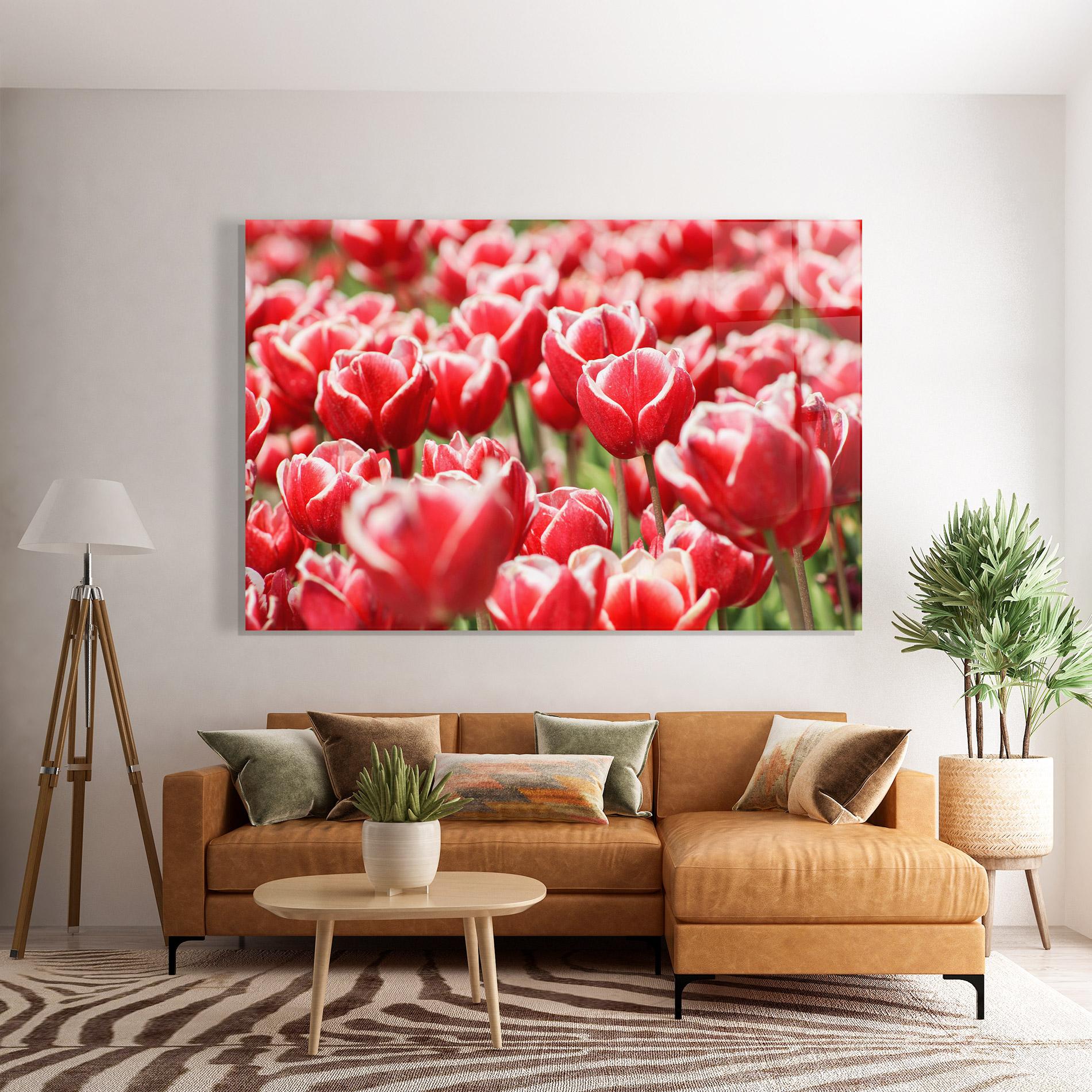 Üvegkép Red White Tulips mockup 7