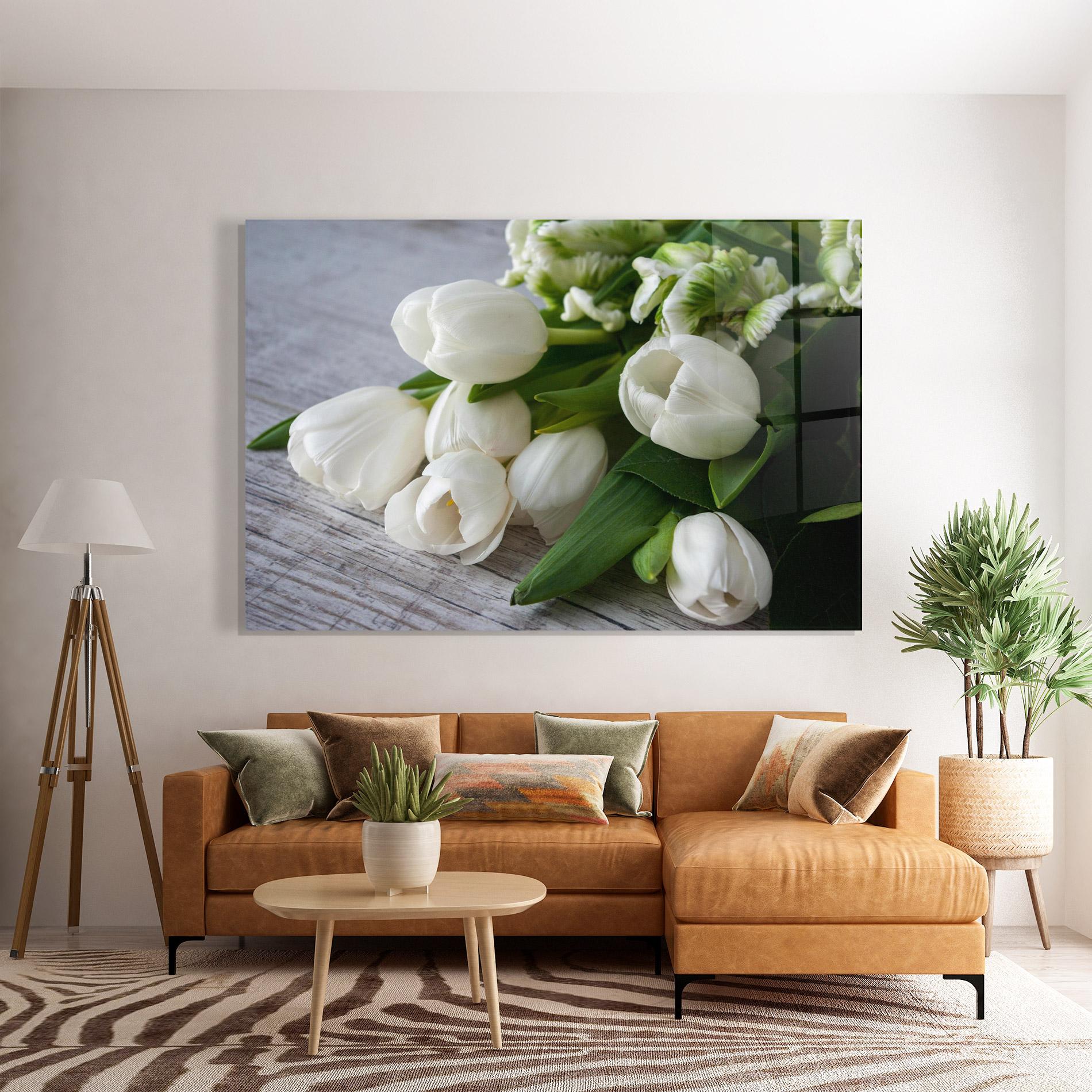 Üvegkép White Tulips Bouquet mockup 7