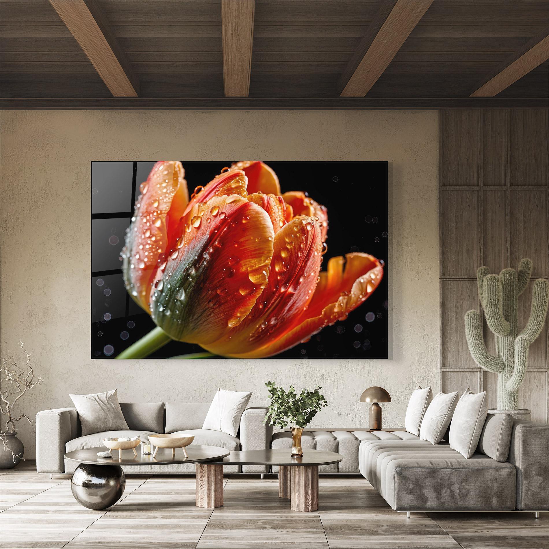 Üvegkép Big Wet Orange Tulip mockup 8