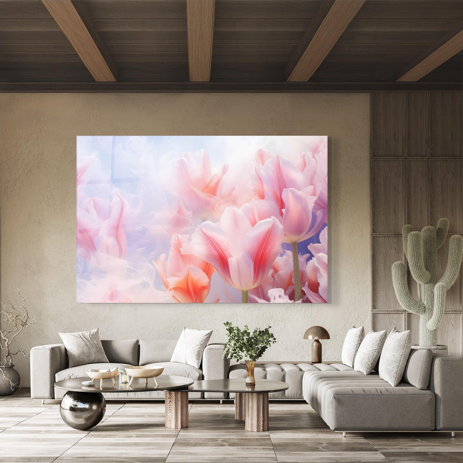 Üvegkép Dreamy Pink Tulips mockup 8