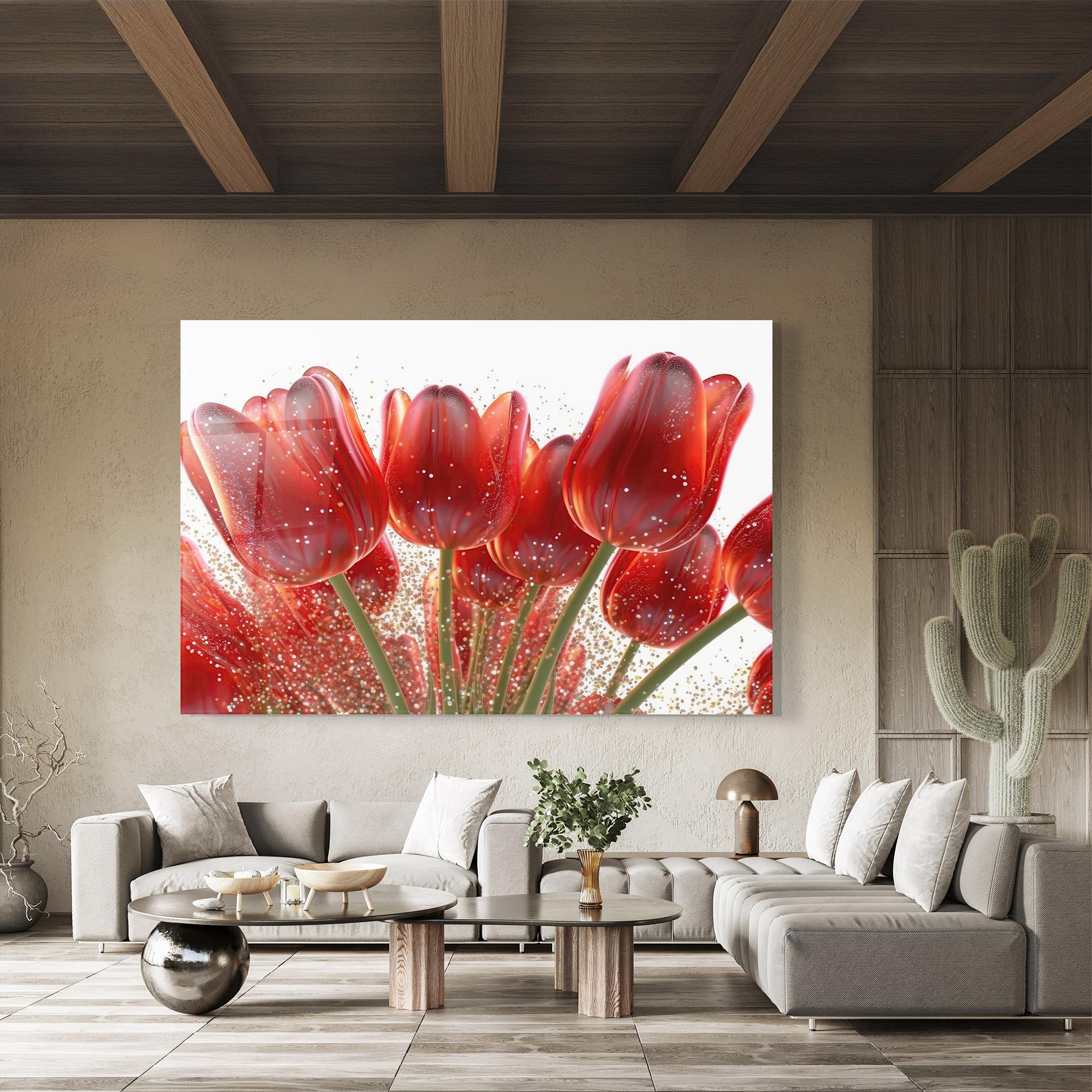Üvegkép Glitter Red Tulips mockup 8