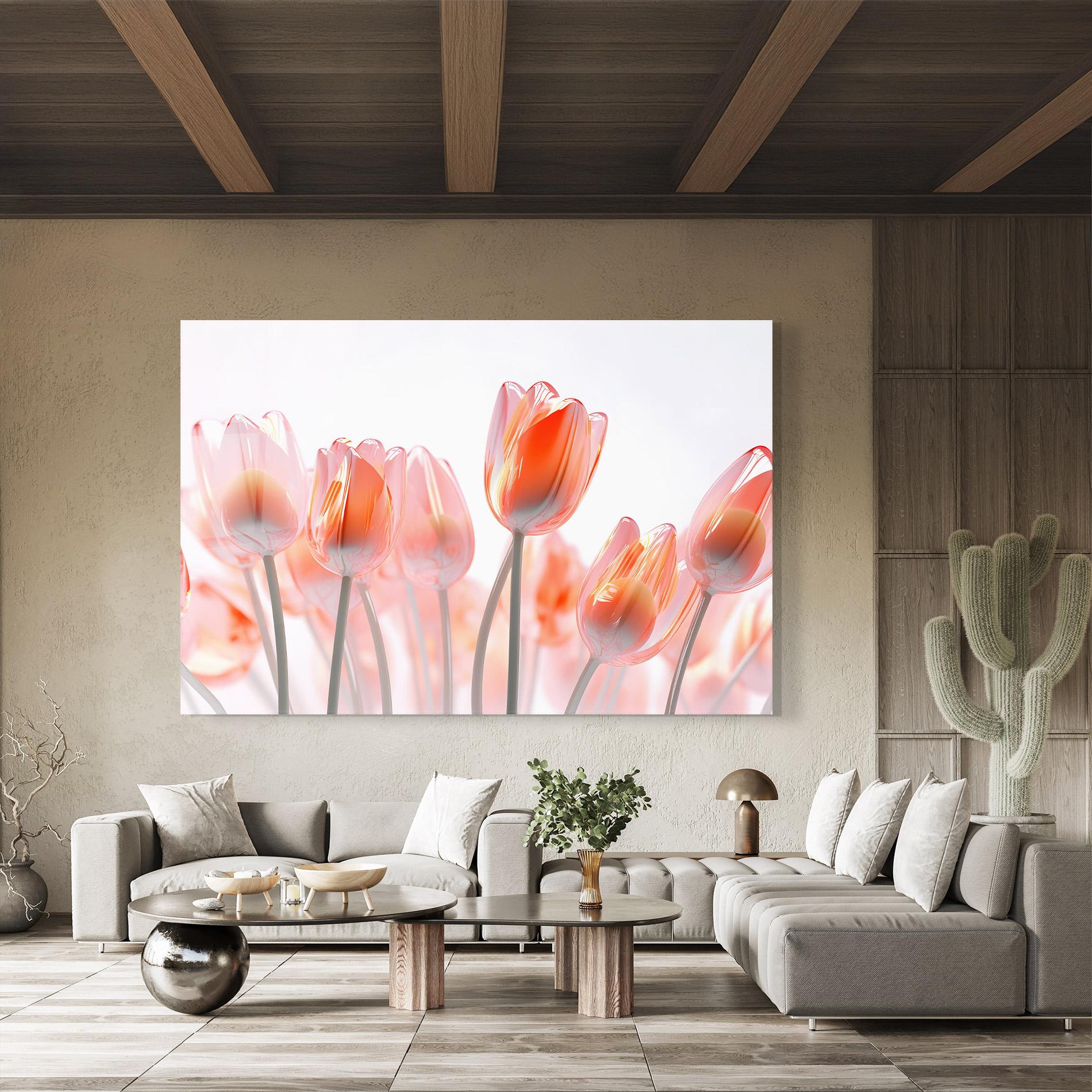 Üvegkép Orange Glass Tulips mockup 8