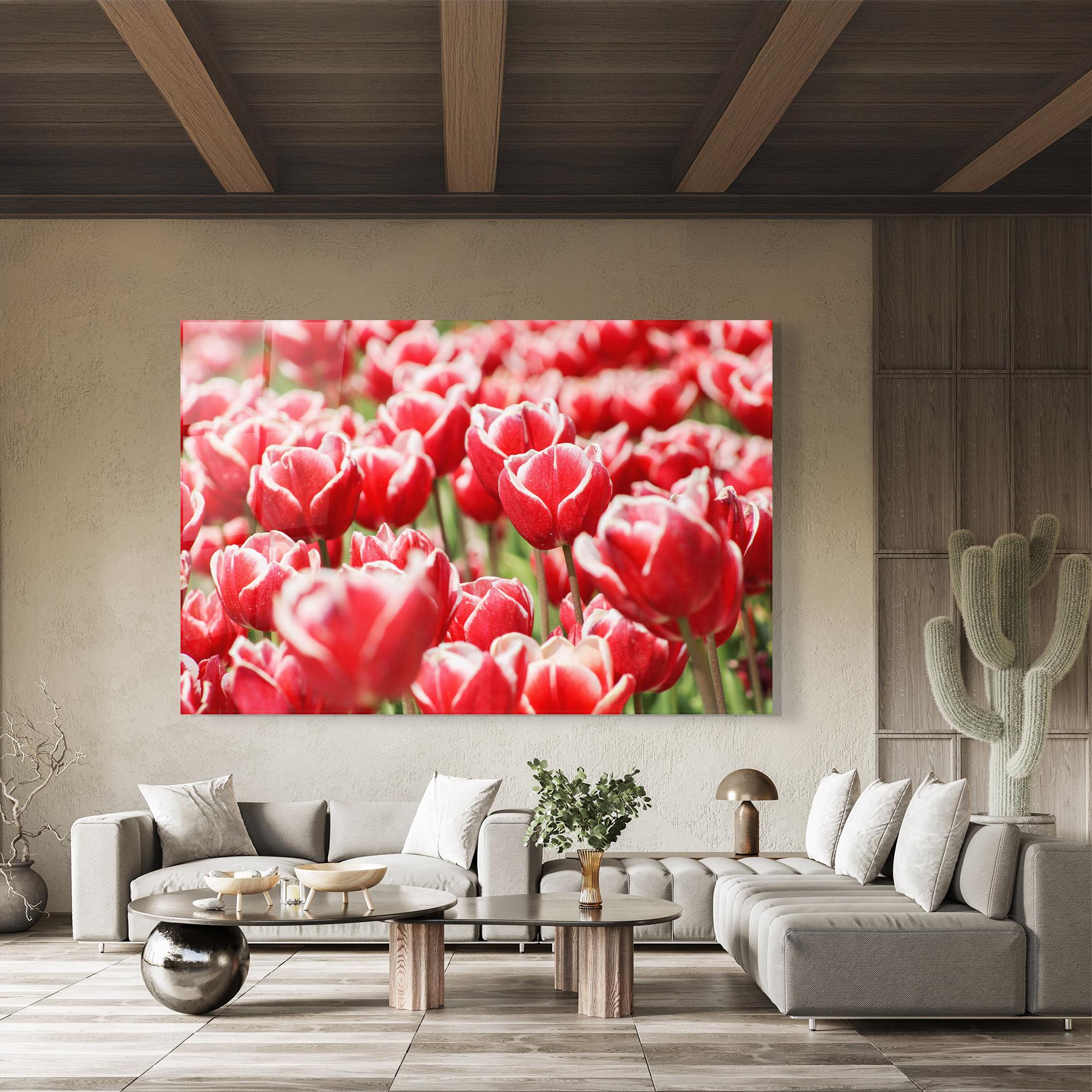 Üvegkép Red White Tulips mockup 8