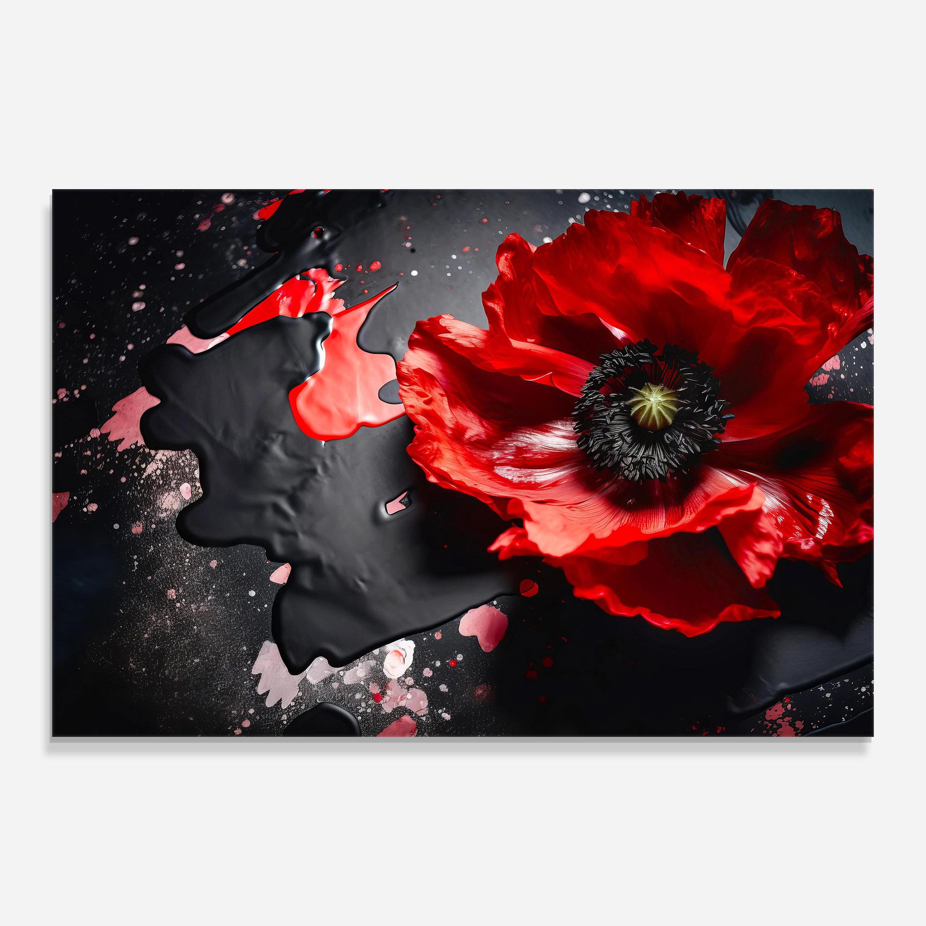 Üvegkép Black Liquid Poppy mockup 0
