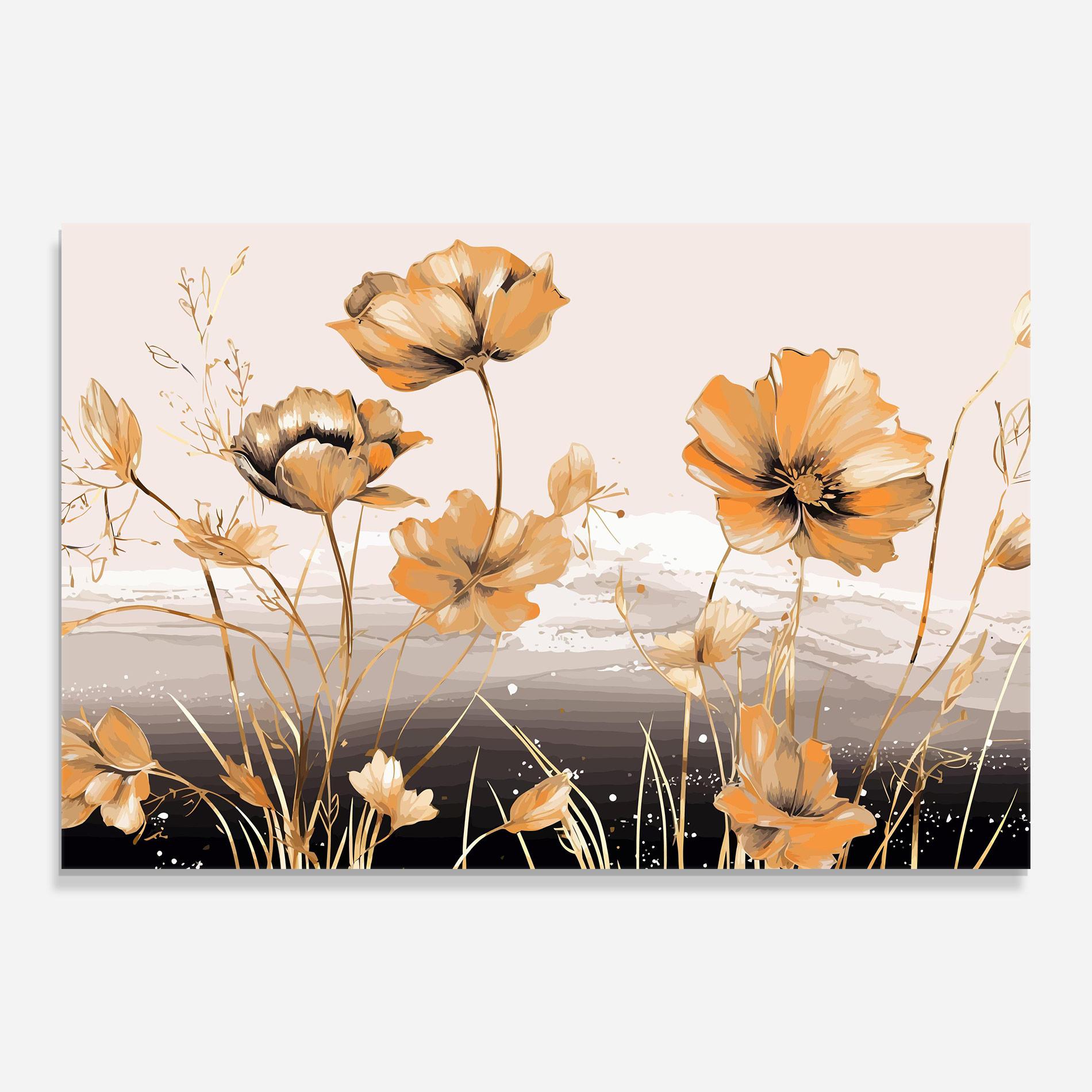 Üvegkép Gold Black Poppy mockup 0