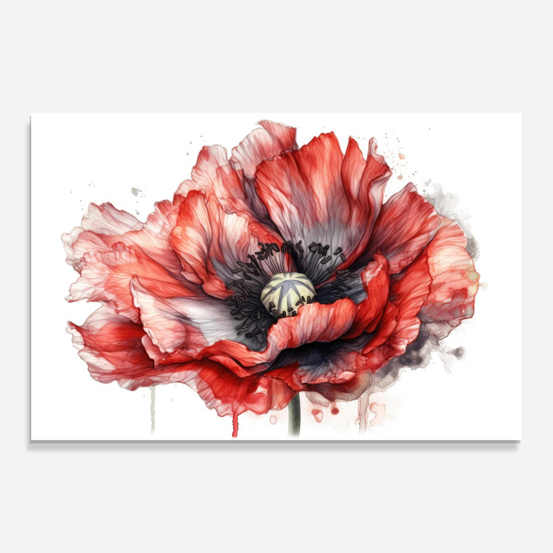 Üvegkép Painted Red Poppy mockup 0