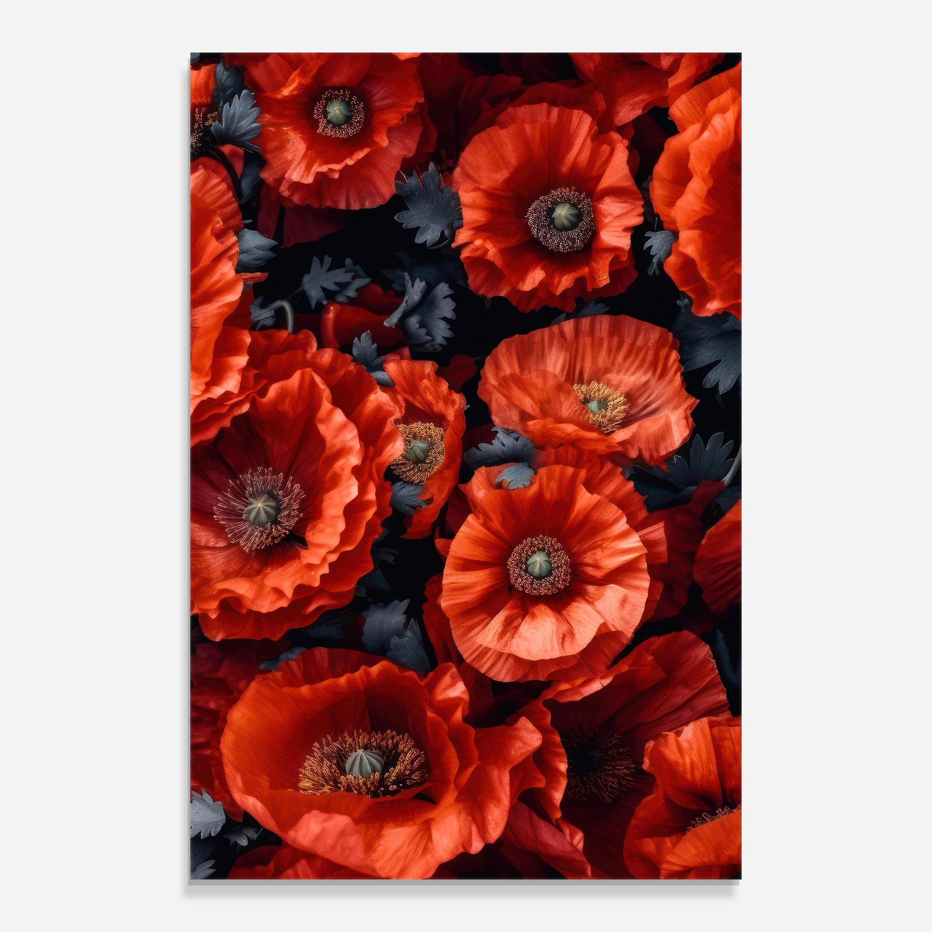 Üvegkép Black Red Poppies mockup 0