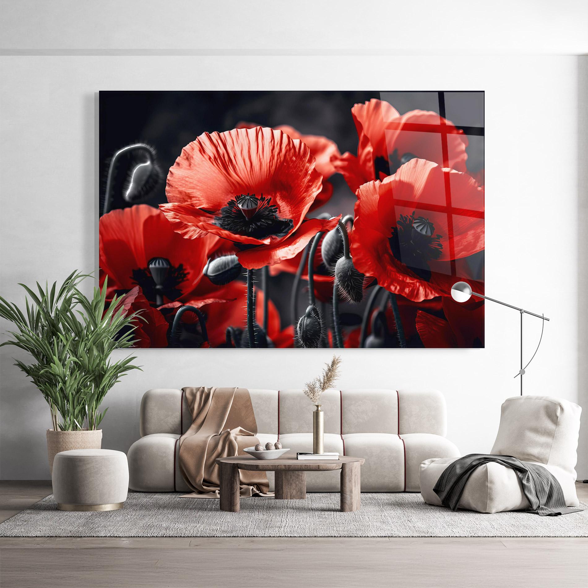 Üvegkép Black Red Poppy View mockup 9