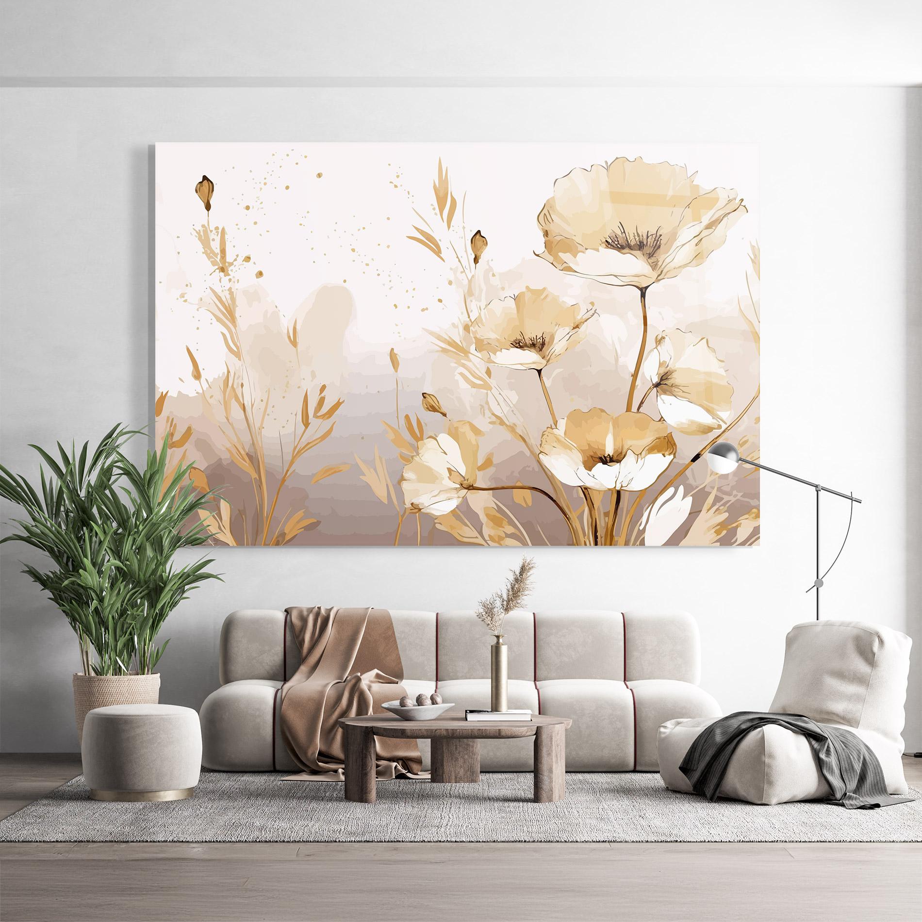 Üvegkép Gold Cream Poppy mockup 9