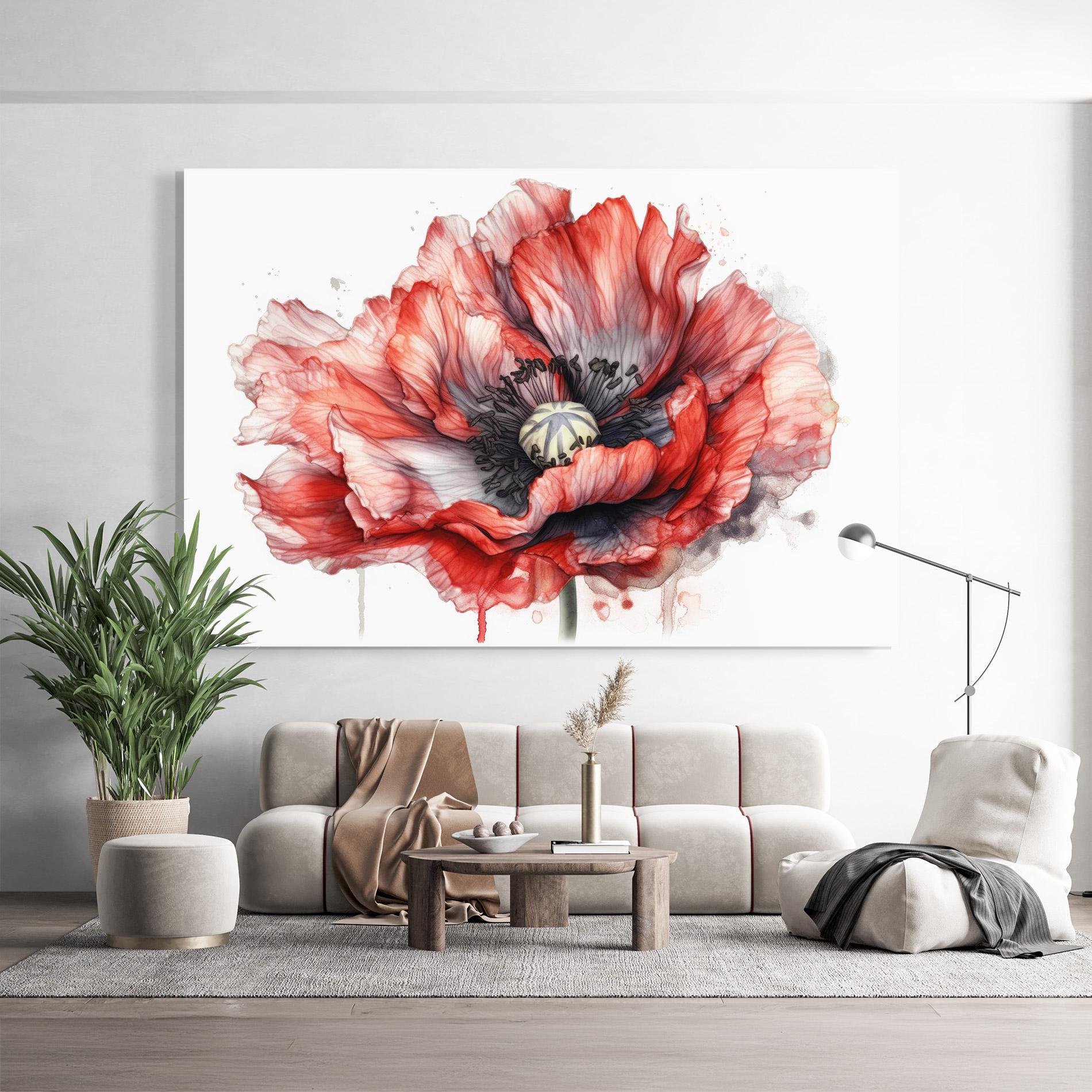 Üvegkép Painted Red Poppy mockup 9
