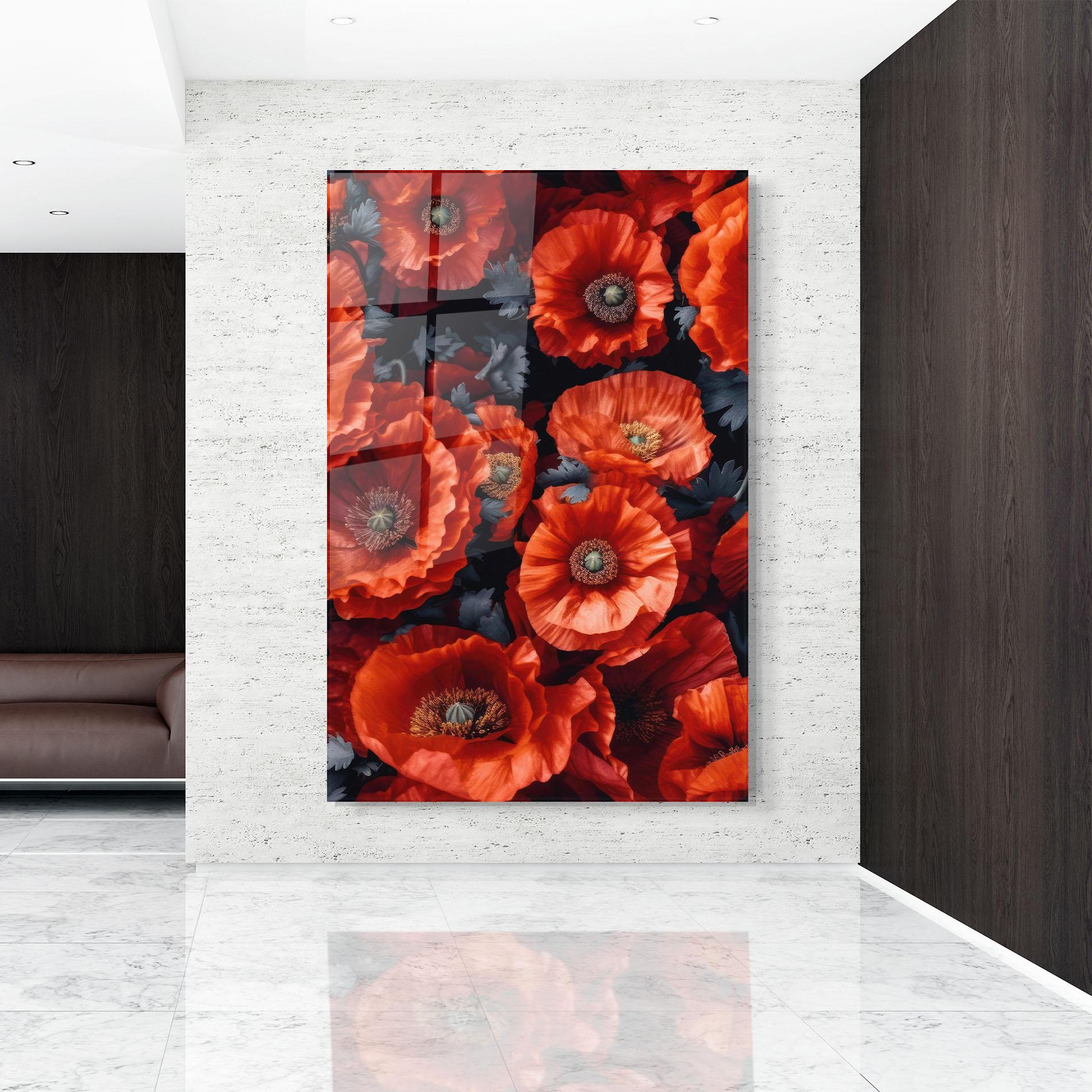 Üvegkép Black Red Poppies mockup 9