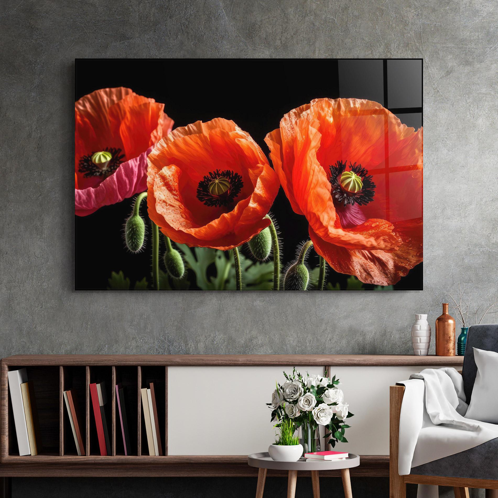Üvegkép Dark Orange Poppies mockup 2