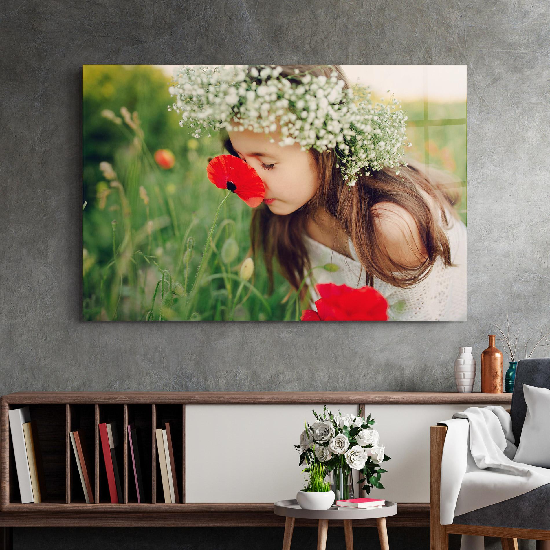 Üvegkép Girl With Poppies mockup 2