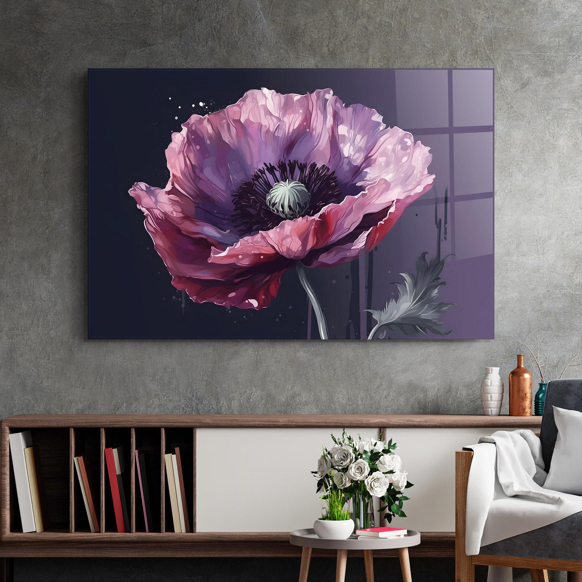Üvegkép Light Purple Poppy mockup 2