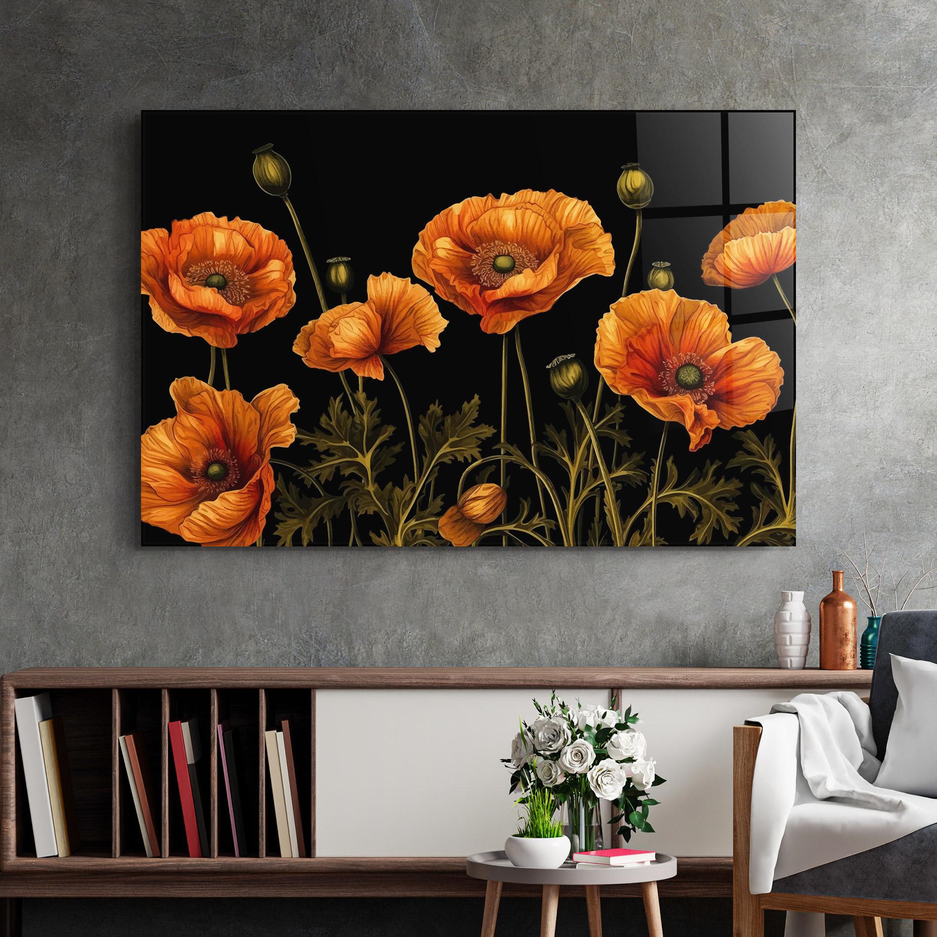 Üvegkép Orange Poppies mockup 2