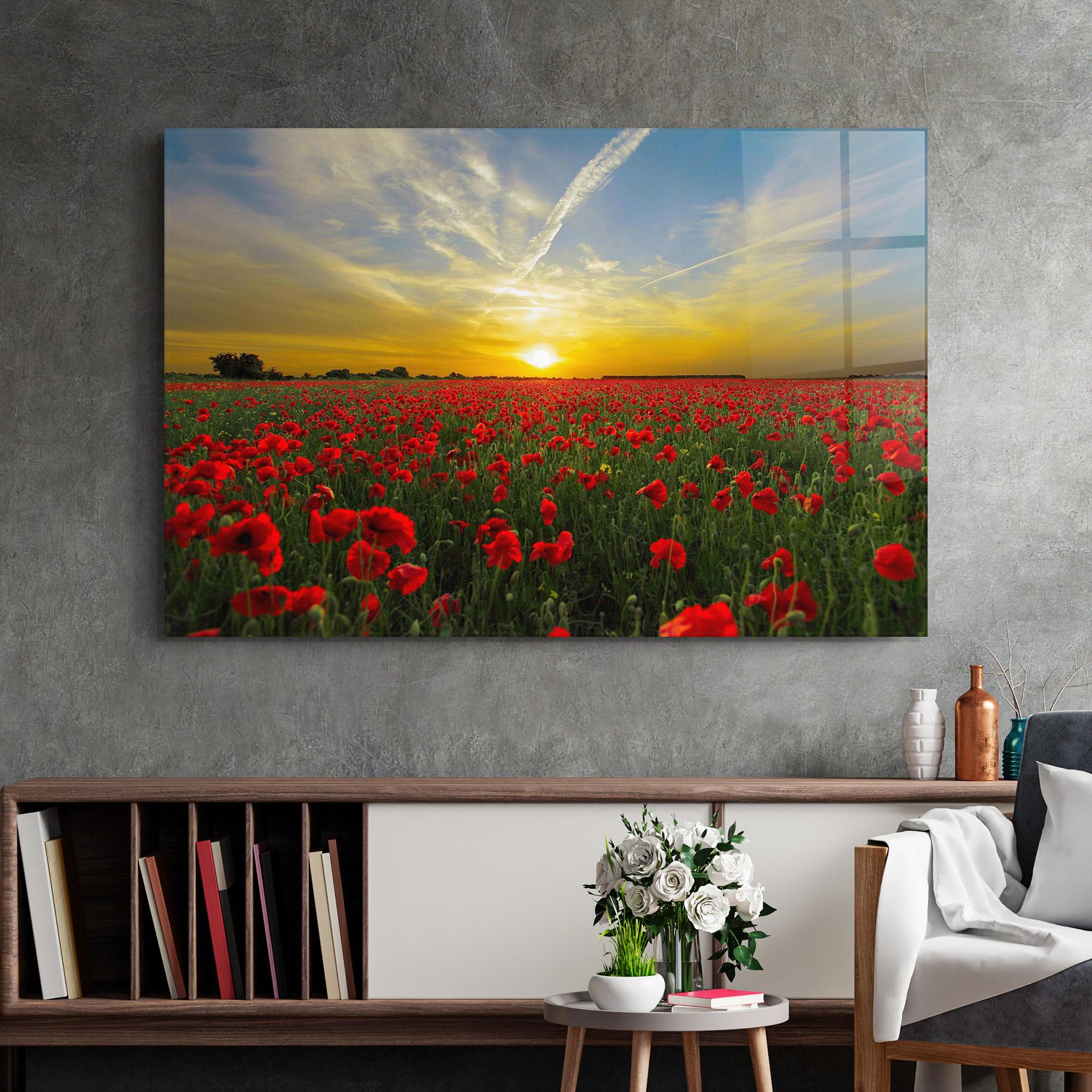 Üvegkép Poppies Sunset mockup 2