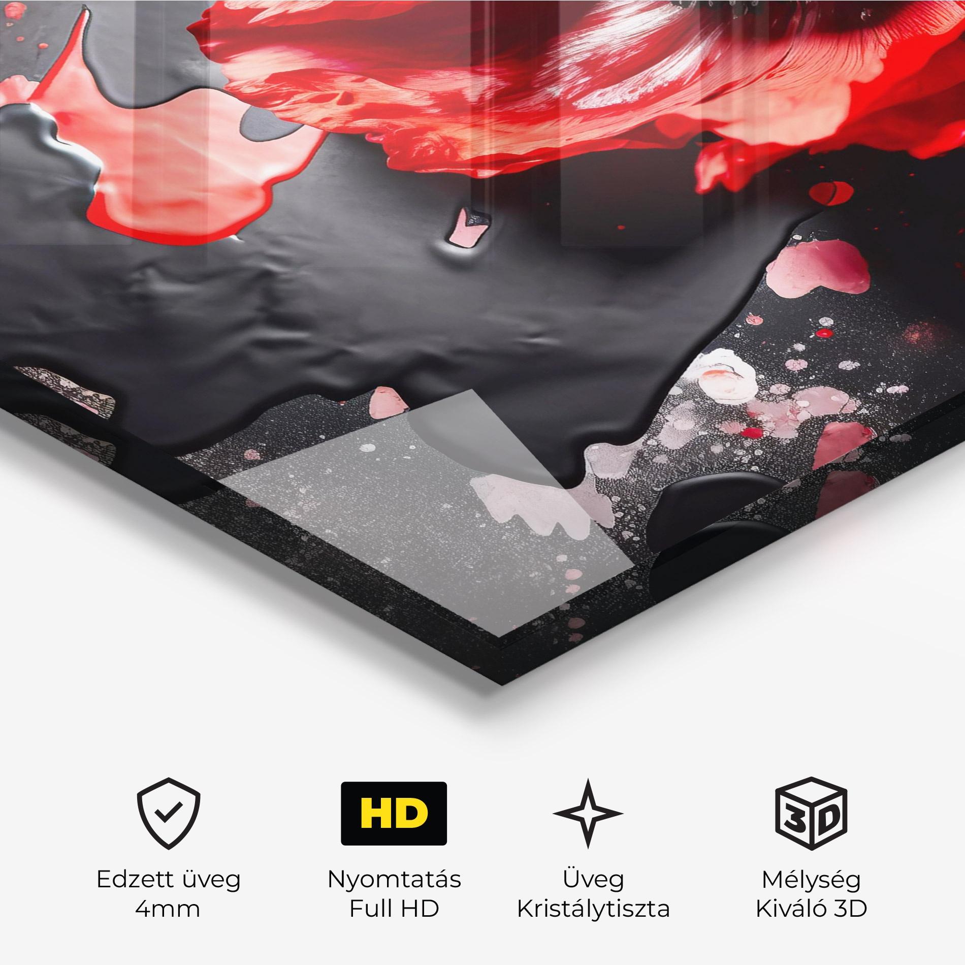 Üvegkép Black Liquid Poppy mockup 3