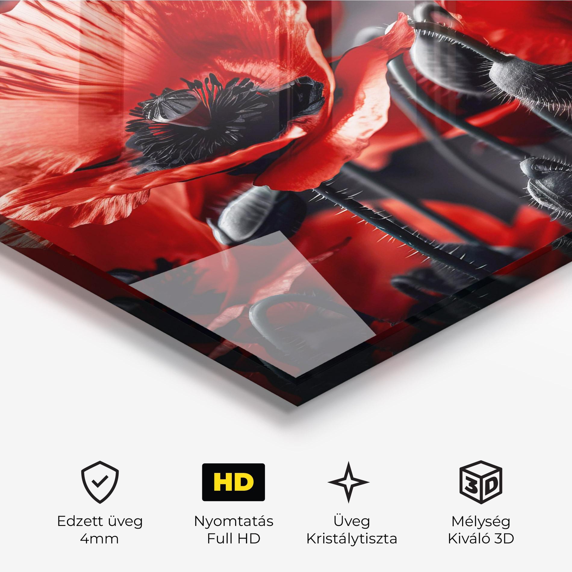 Üvegkép Black Red Poppy View mockup 3