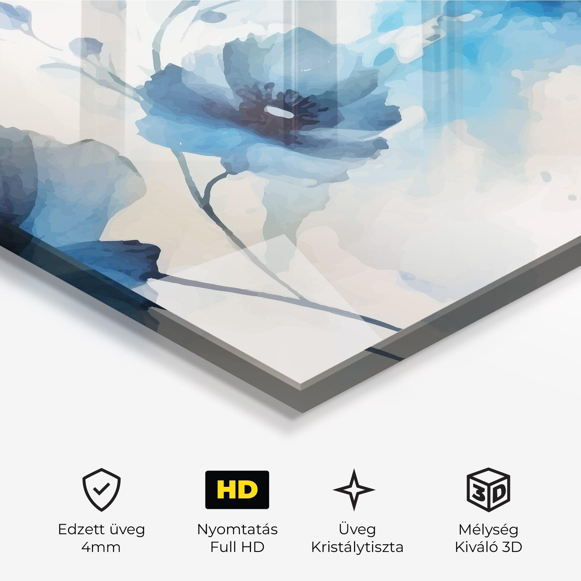 Üvegkép Blue Poppies mockup 3