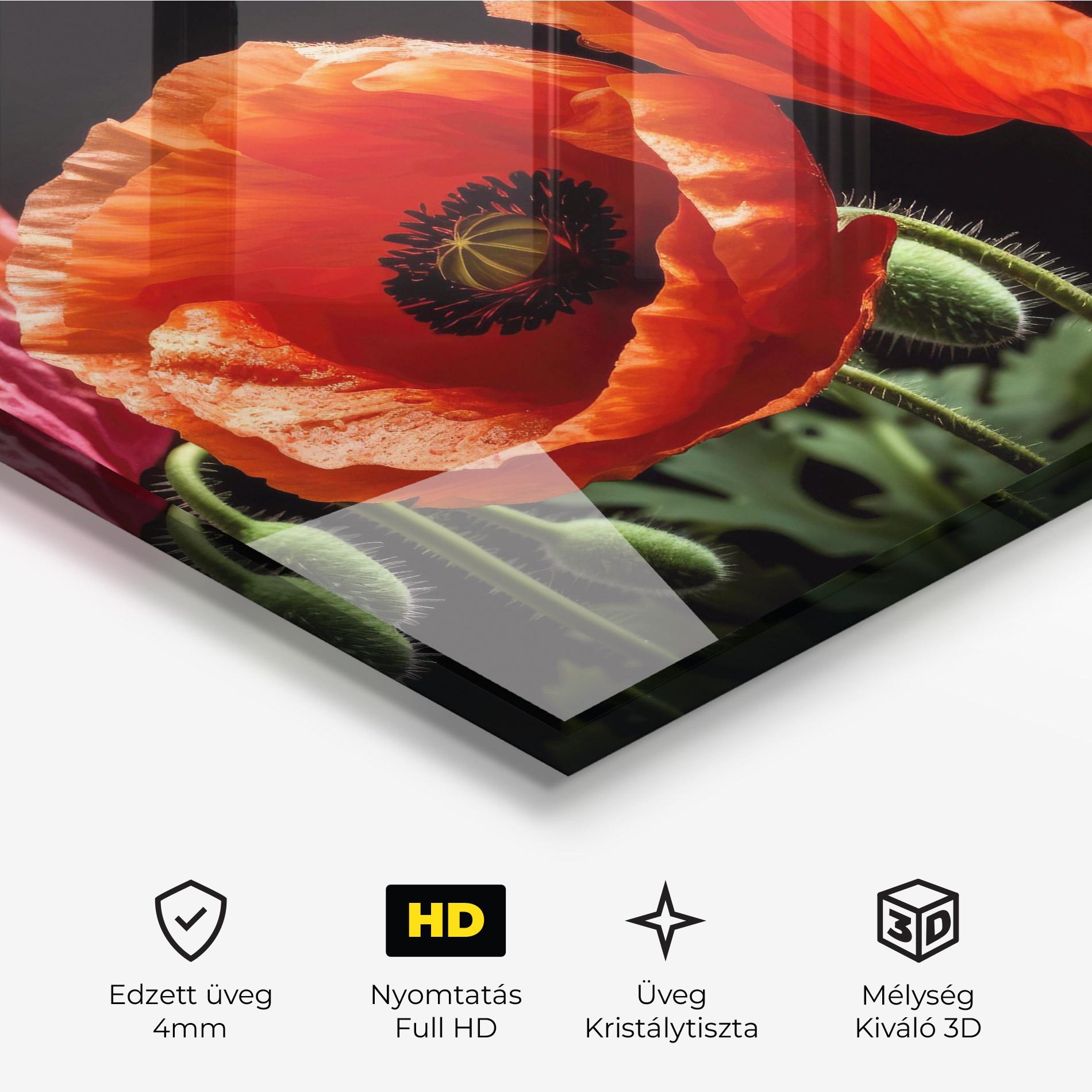Üvegkép Dark Orange Poppies mockup 3