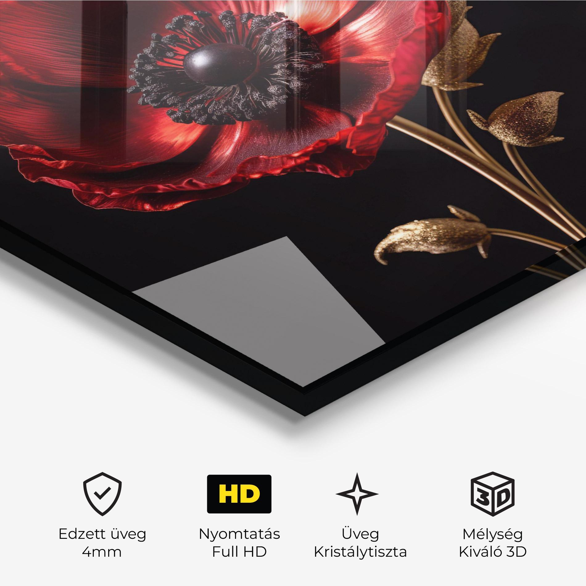 Üvegkép Dark Red Poppy mockup 3