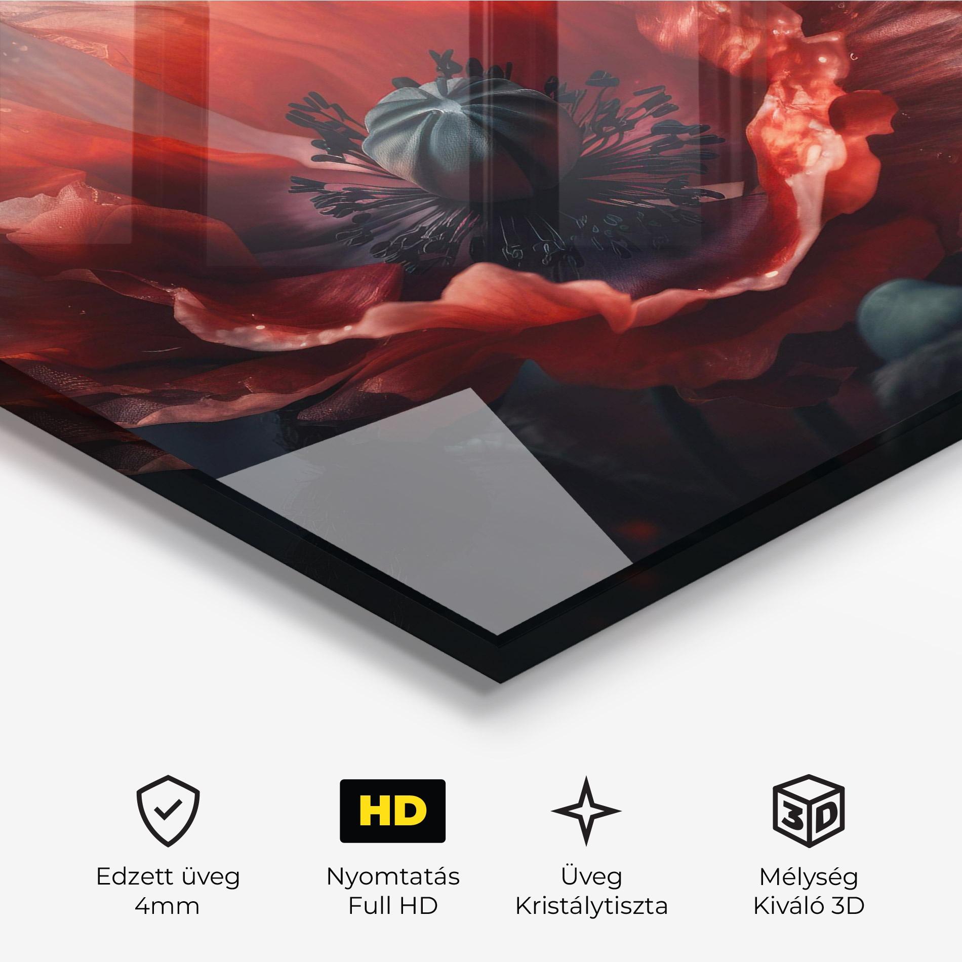 Üvegkép Dark Shade Poppy mockup 3