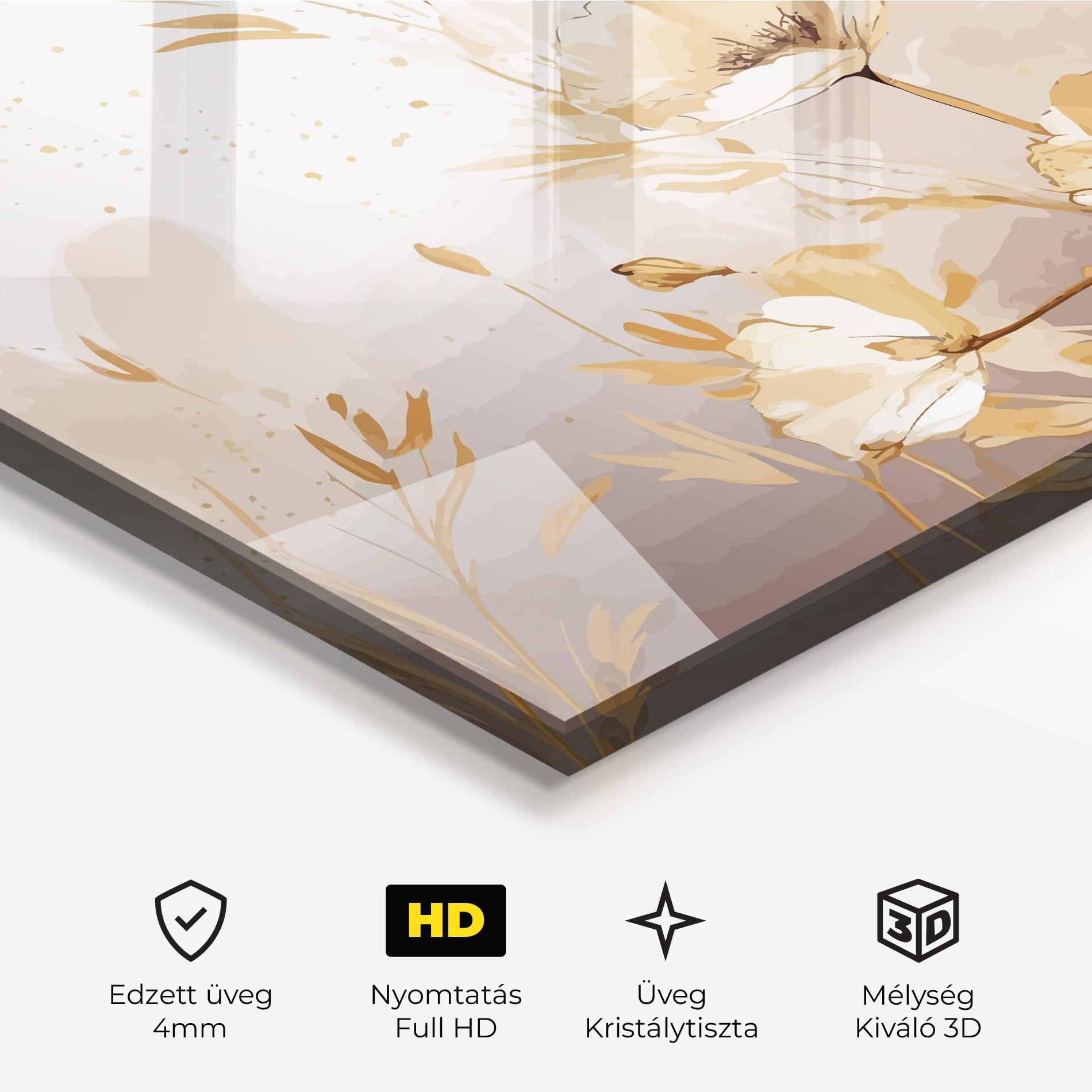 Üvegkép Gold Cream Poppy mockup 3