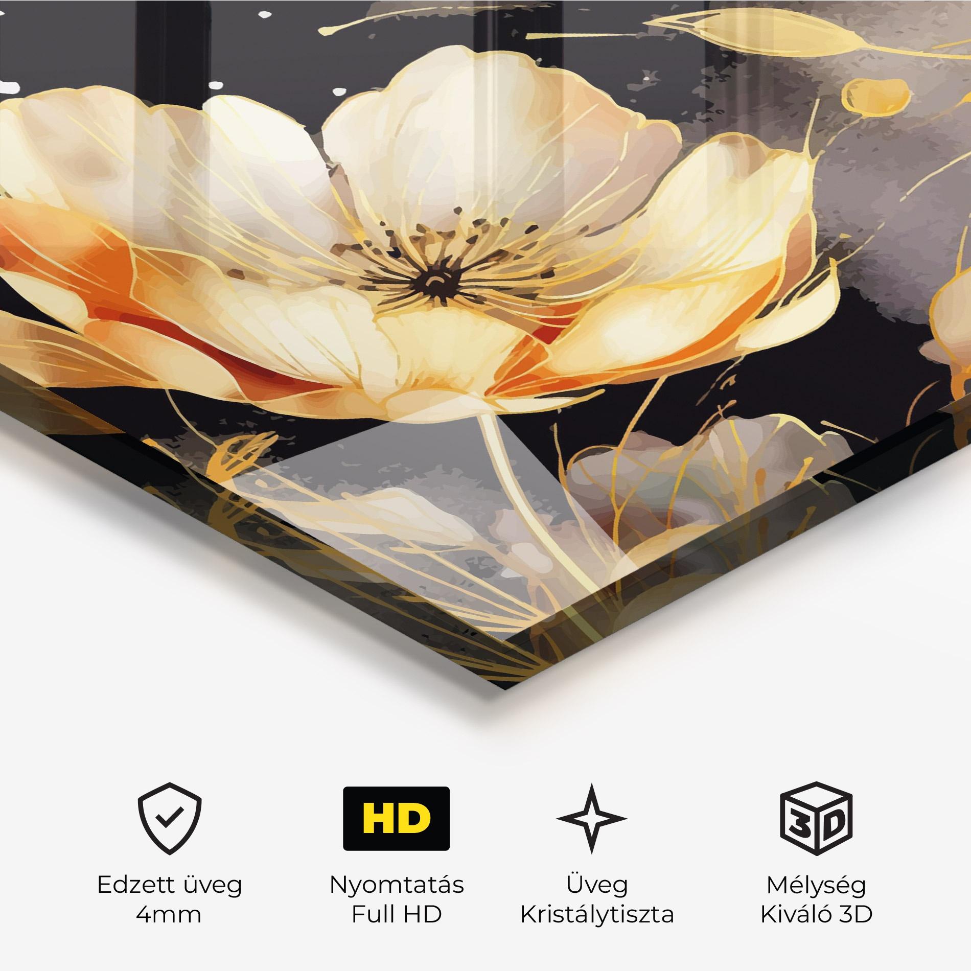 Üvegkép Gold Poppy Black mockup 3