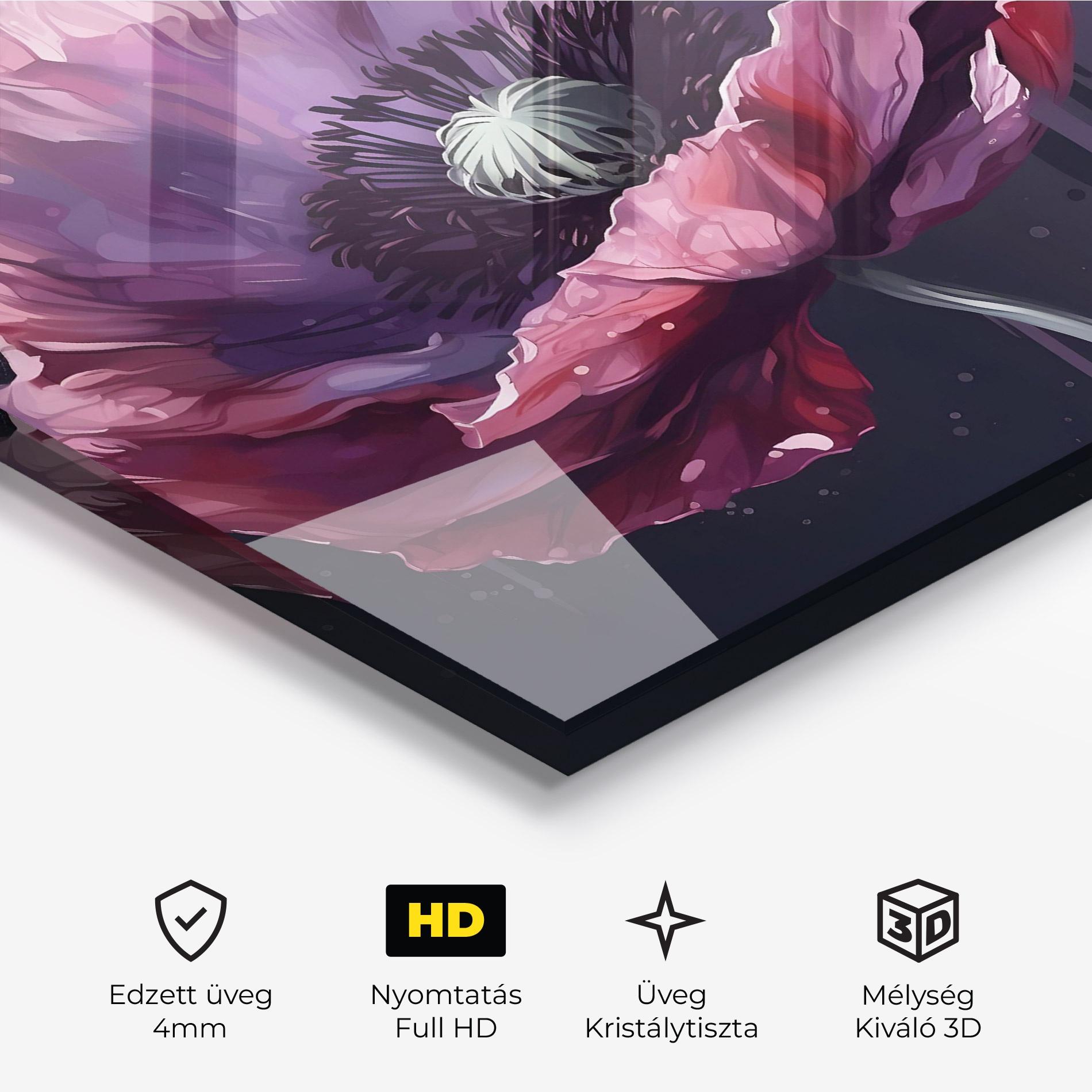 Üvegkép Light Purple Poppy mockup 3