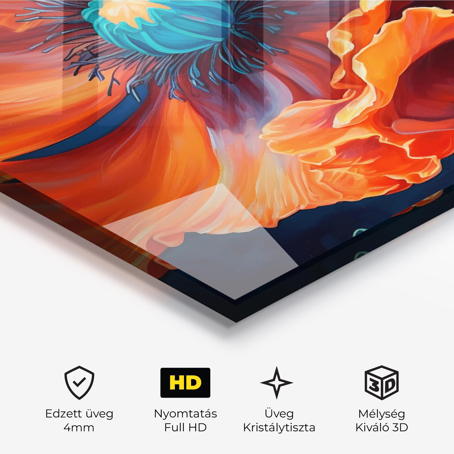 Üvegkép Orange Blue Poppy mockup 3