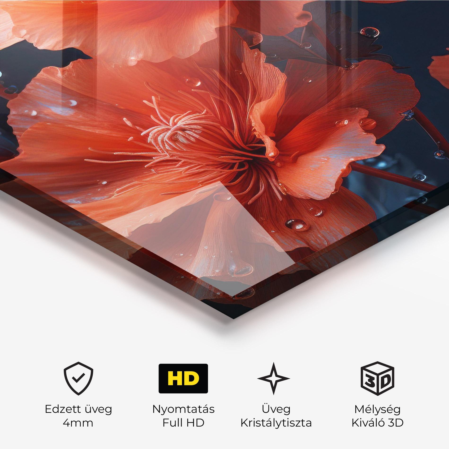 Üvegkép Orange Poppy mockup 3