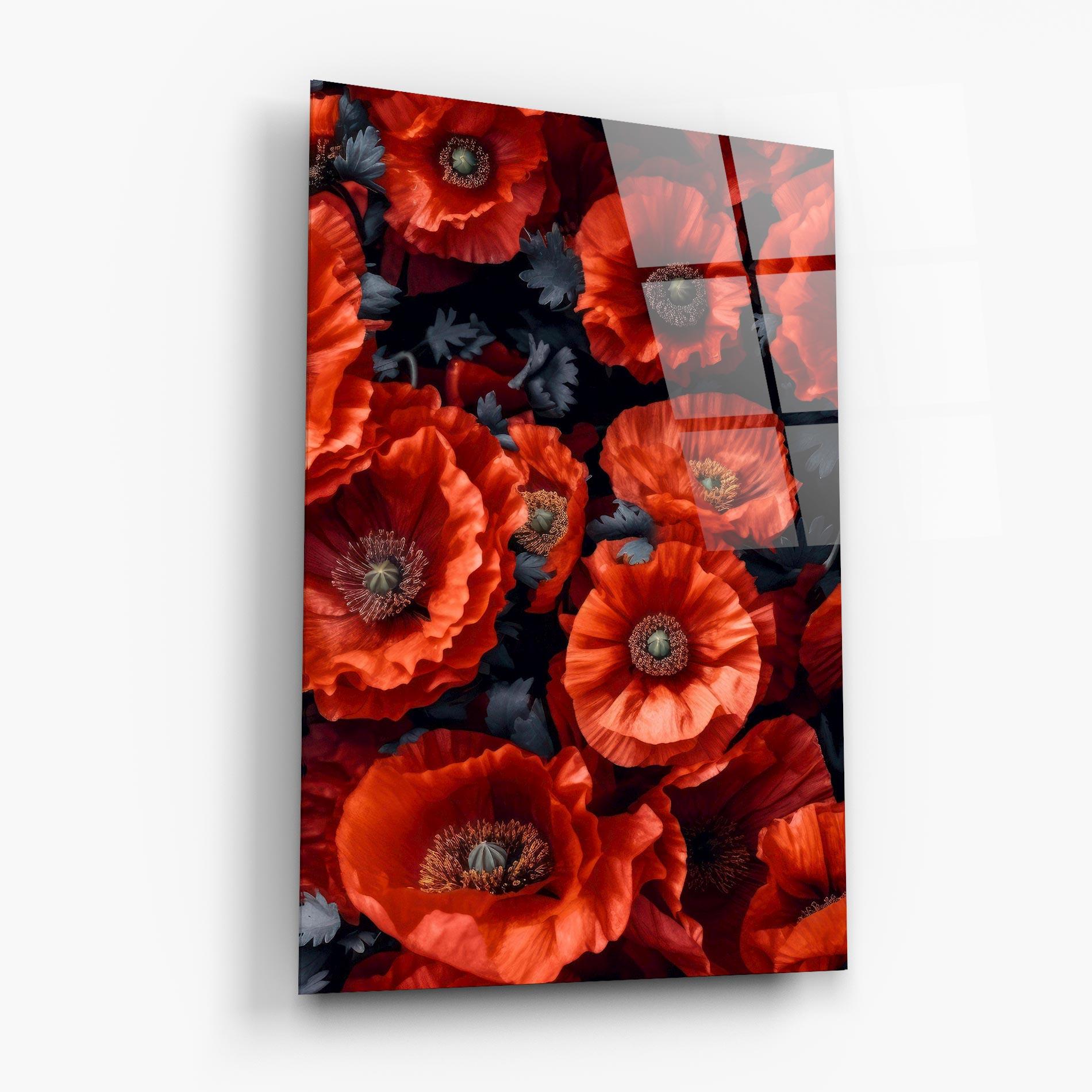 Üvegkép Black Red Poppies mockup 6