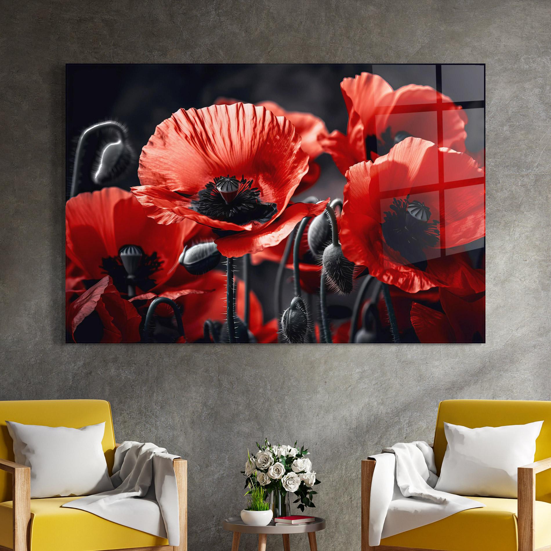 Üvegkép Black Red Poppy View mockup 4