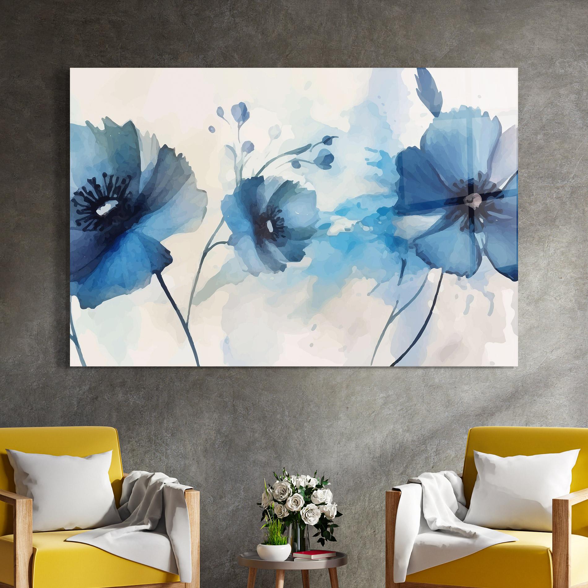 Üvegkép Blue Poppies mockup 4