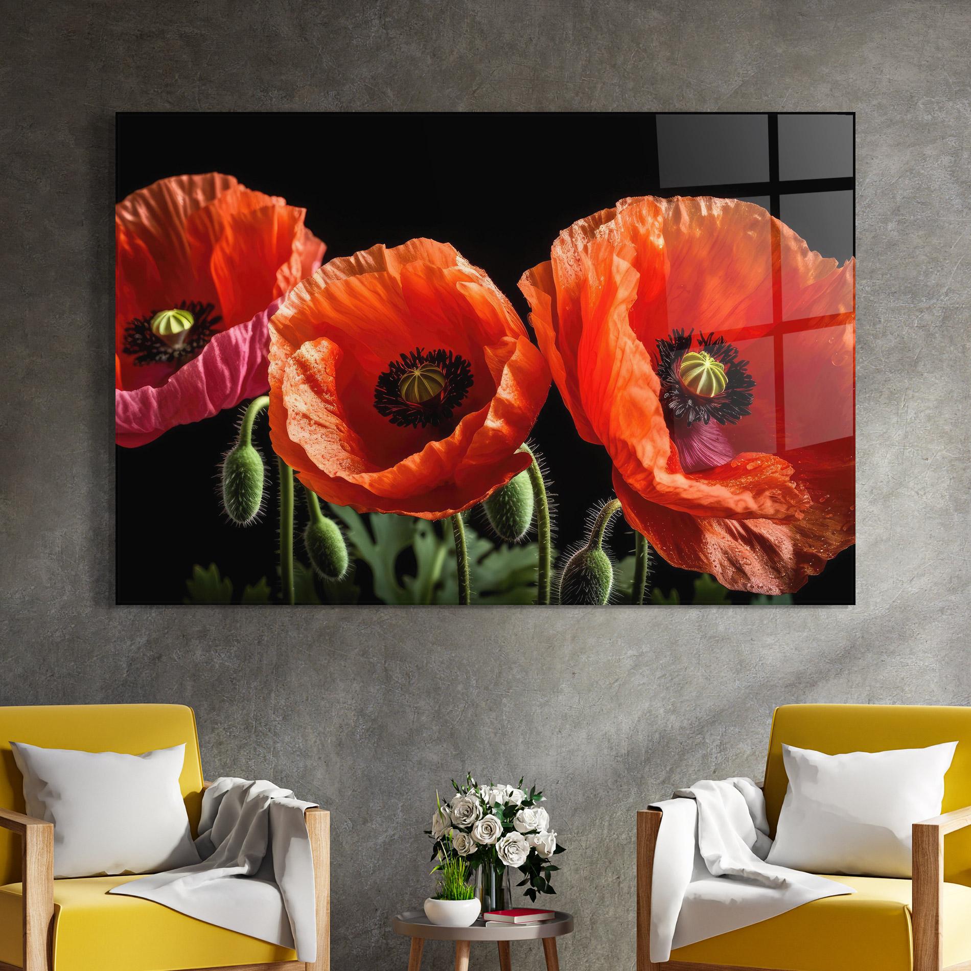 Üvegkép Dark Orange Poppies mockup 4