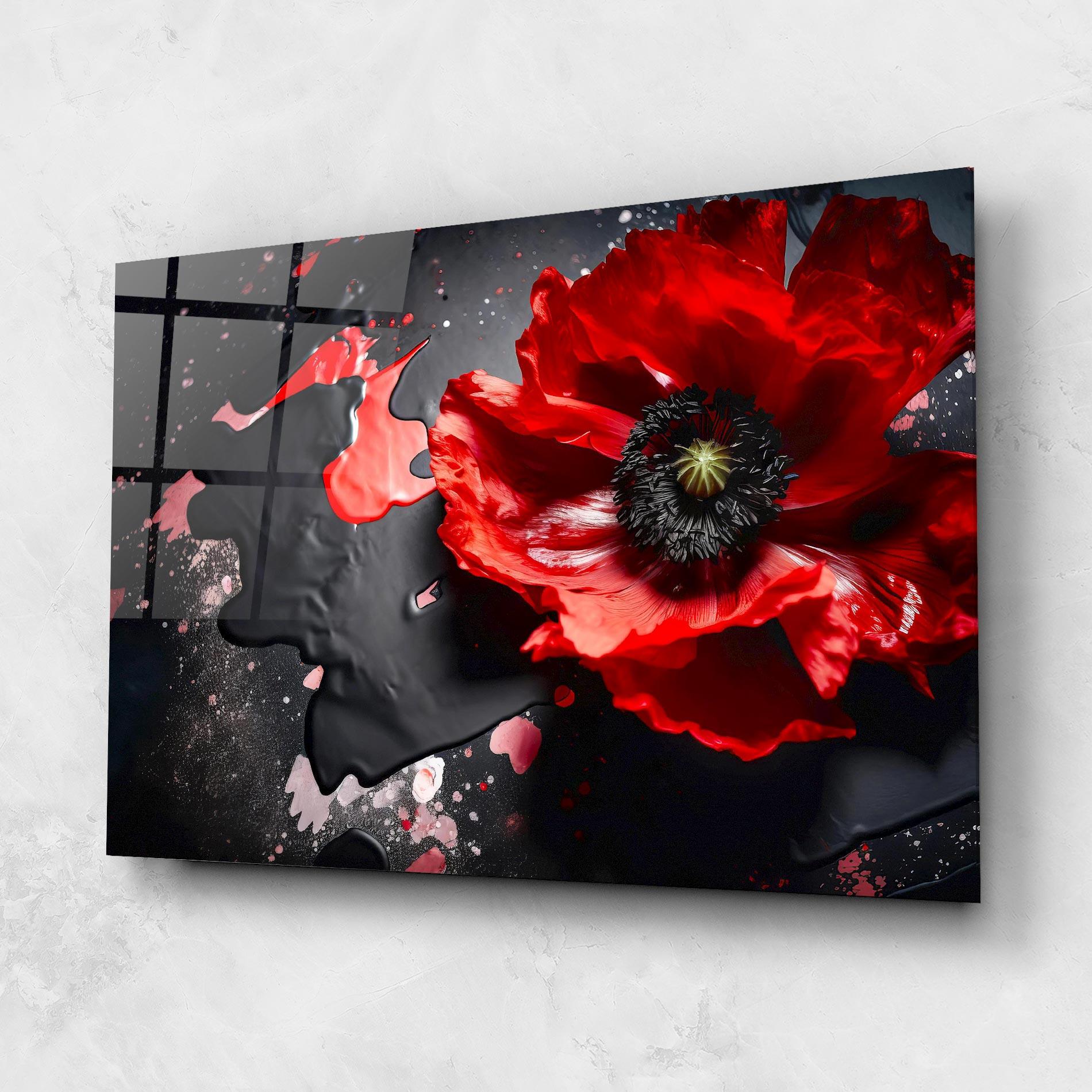 Üvegkép Black Liquid Poppy mockup 1