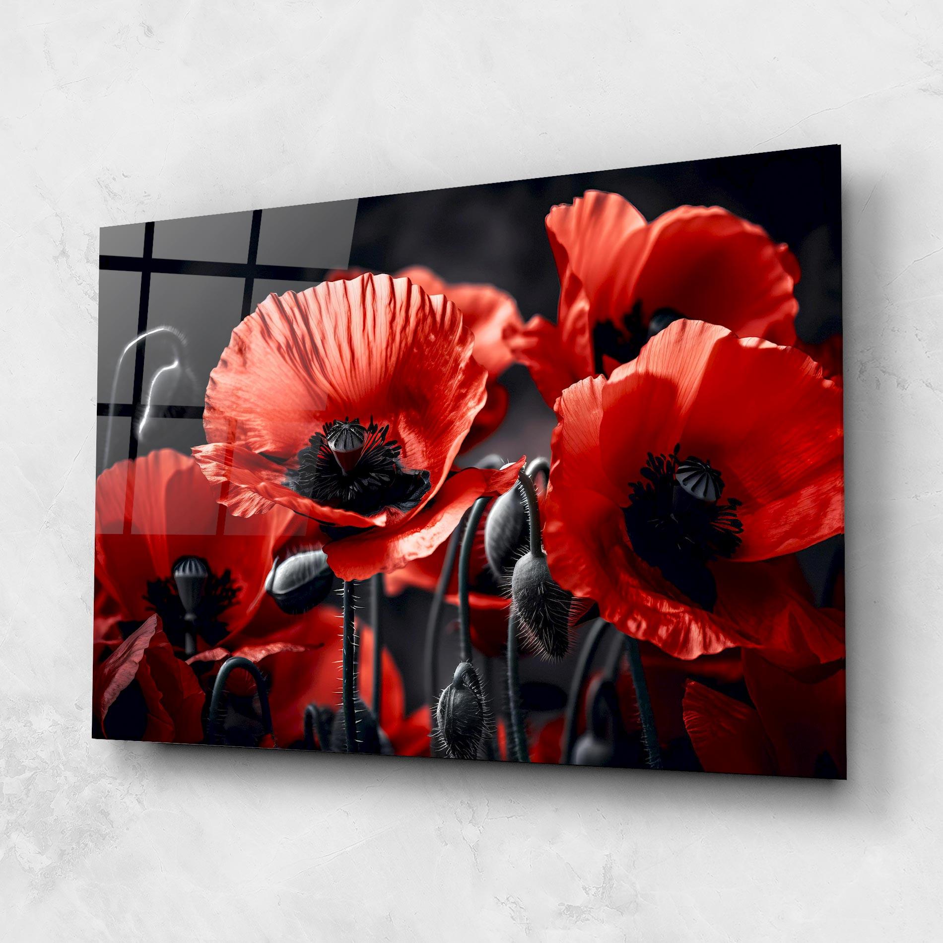Üvegkép Black Red Poppy View mockup 1