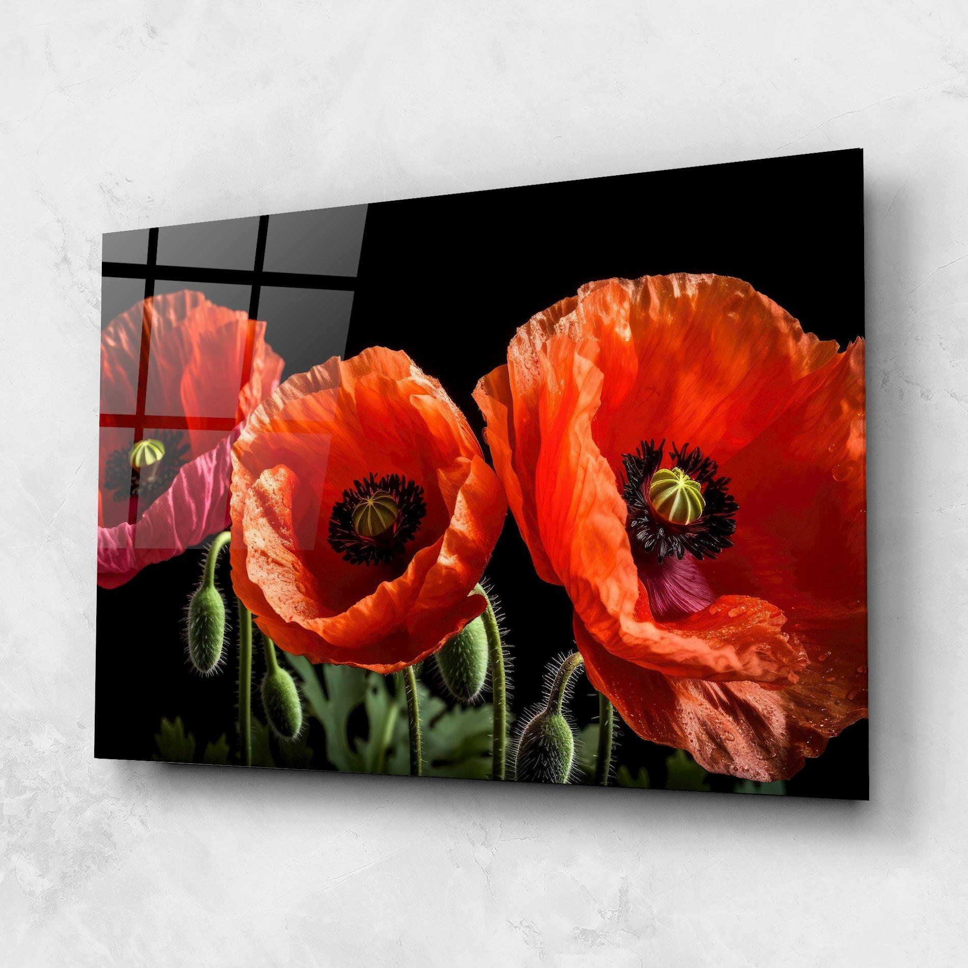Üvegkép Dark Orange Poppies mockup 1